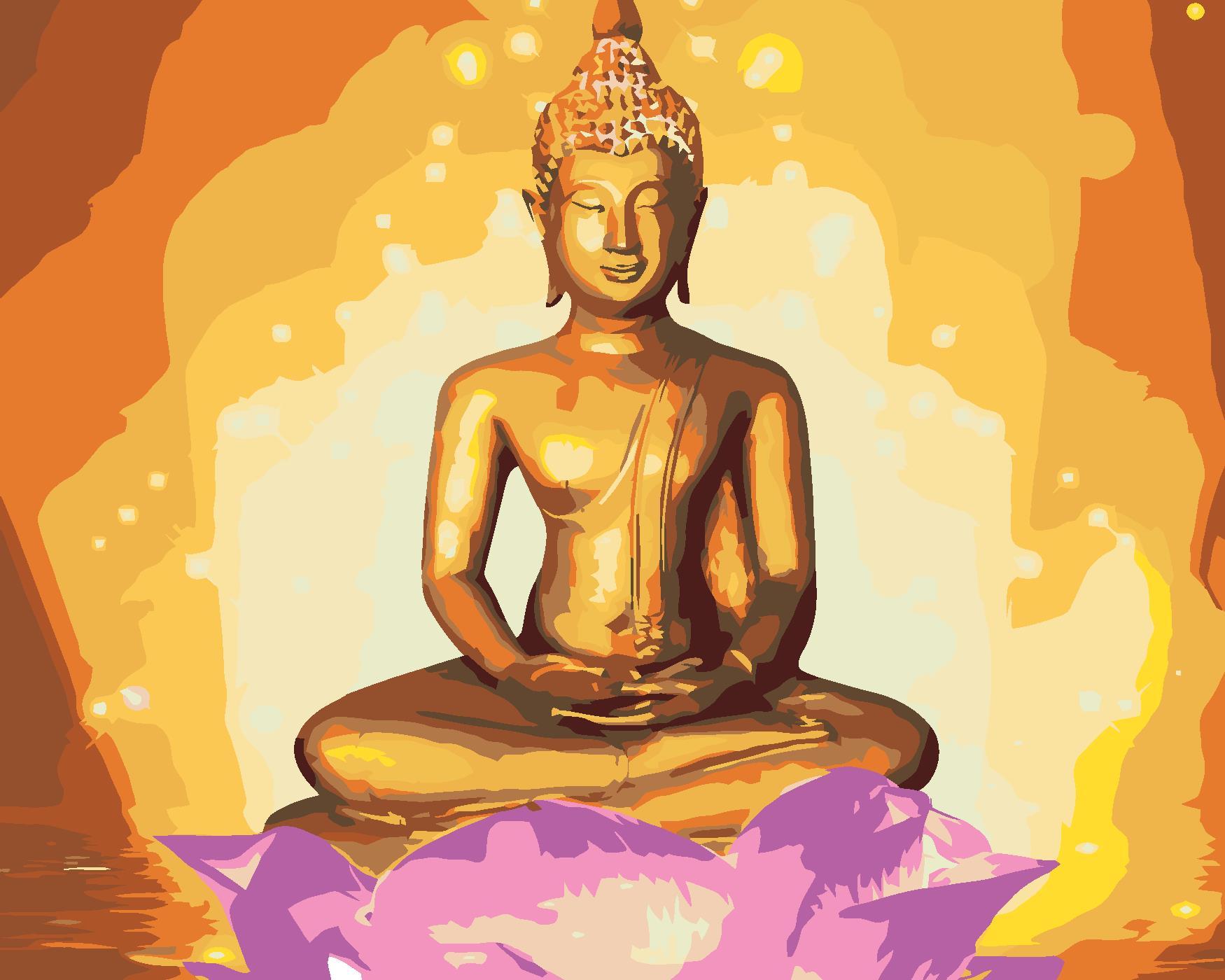Maľovanie podľa čísel – Buddha v lotose II, 40 × 50 cm, bez rámu a bez napnutého plátna