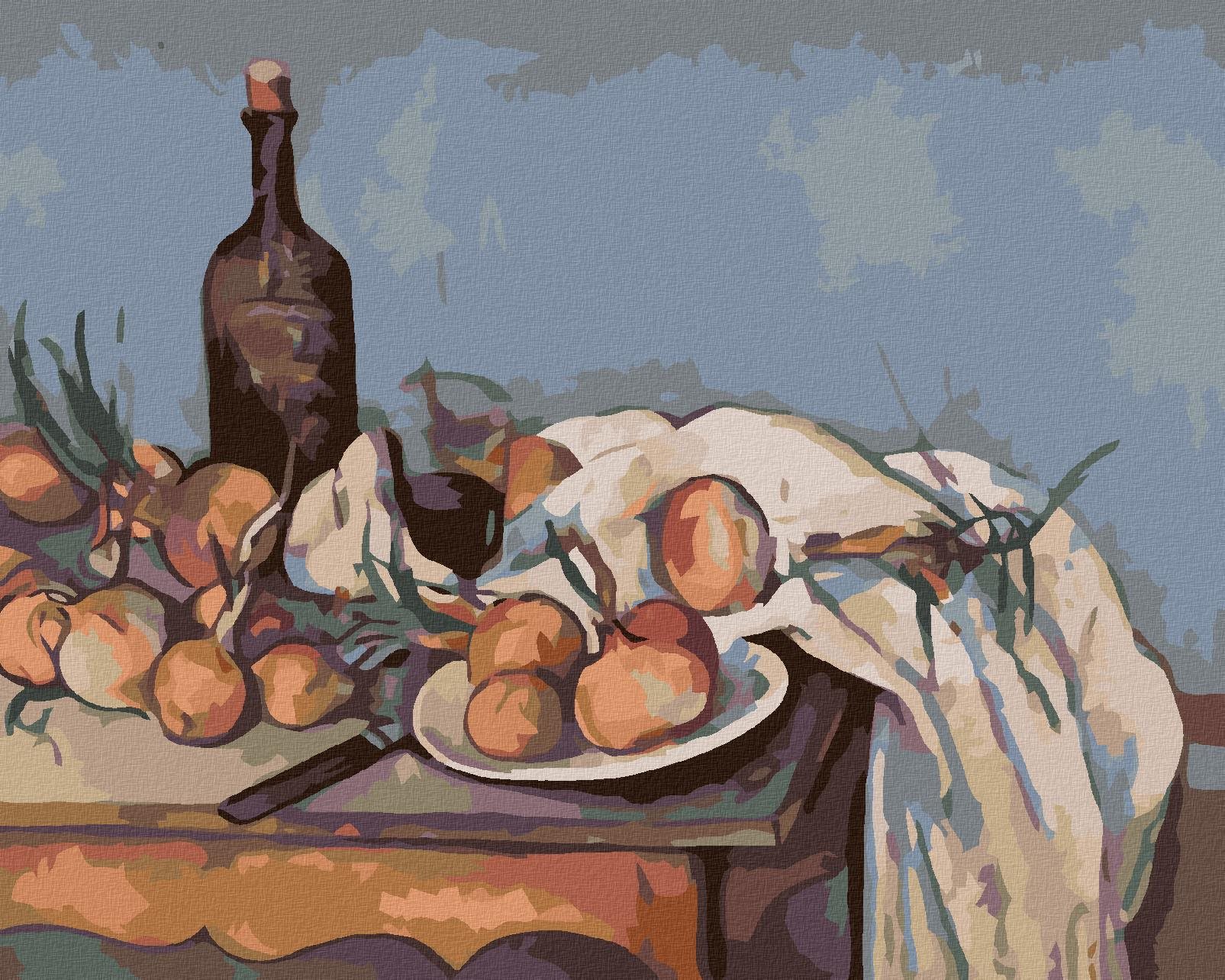Maľovanie podľa čísel – Cibuľa a fľaša (P. Cézanne), 80 × 100 cm, bez rámu a bez napnutia plátna