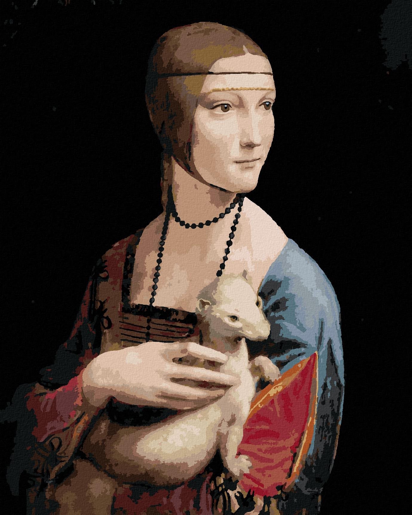 Maľovanie podľa čísel – Dáma s hranostajom (Leonardo da Vinci), 40 × 50 cm, bez rámu a bez napnutého plátna