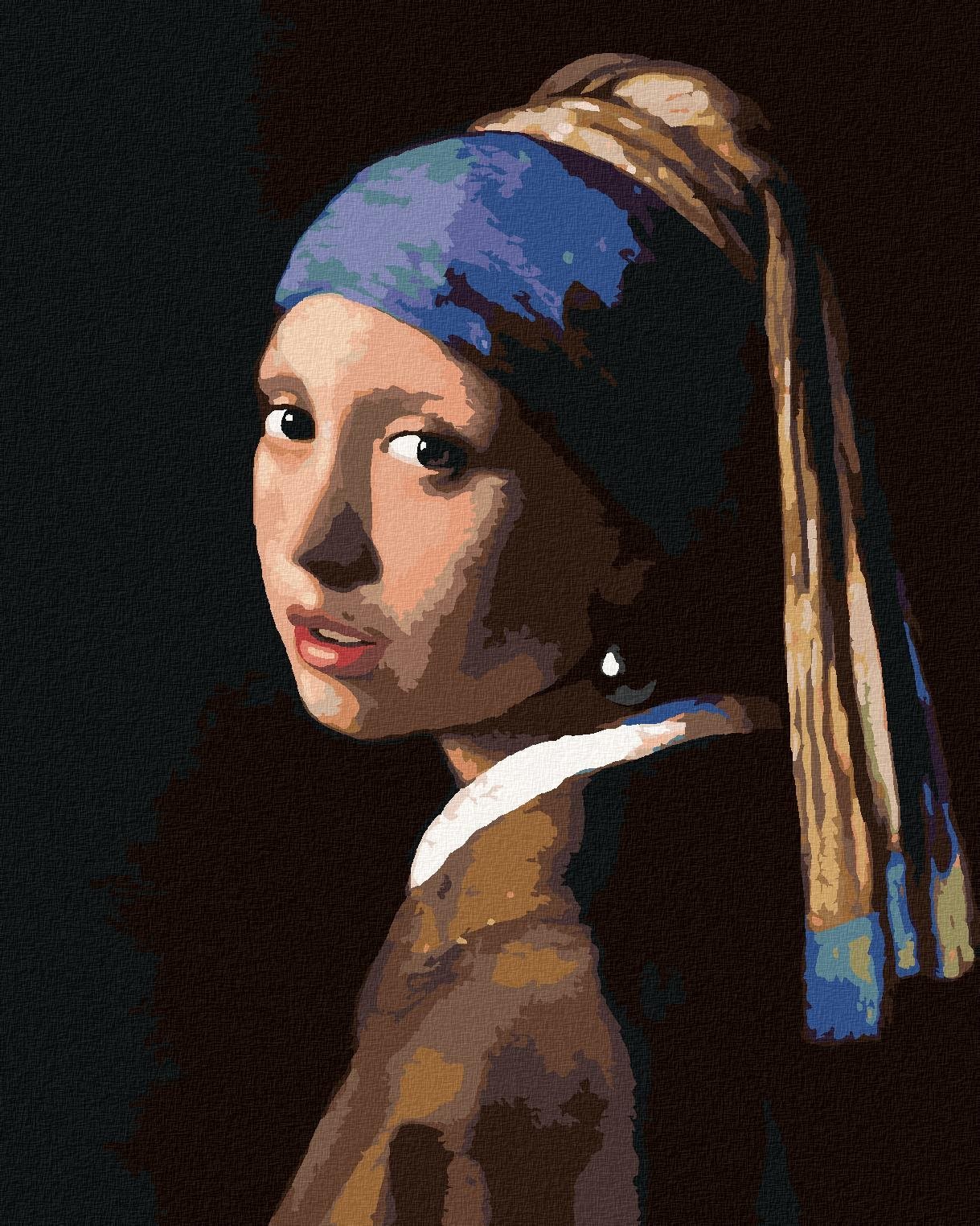 Maľovanie podľa čísel – Dievča s perlou (J. Vermeer), 40 × 50 cm, bez rámu a bez napnutého plátna