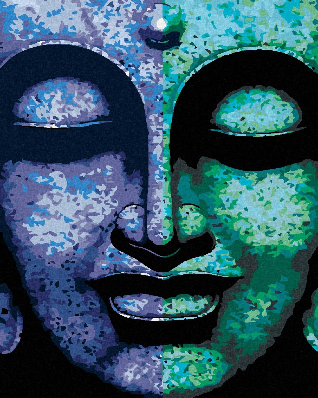Maľovanie podľa čísel – Dvojfarebný Budha, 40 × 50 cm, napnuté plátno na rám