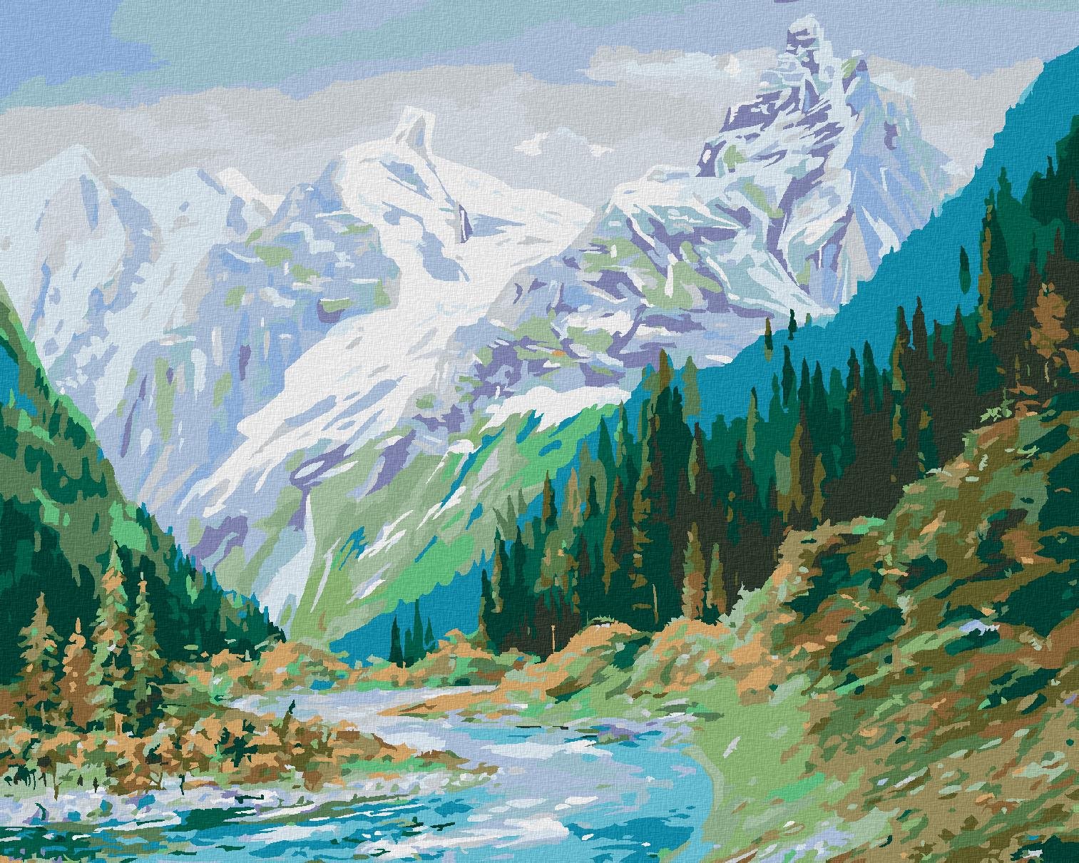 Maľovanie podľa čísel – Hory na Kaukaze, 80 × 100 cm, napnuté plátno na rám