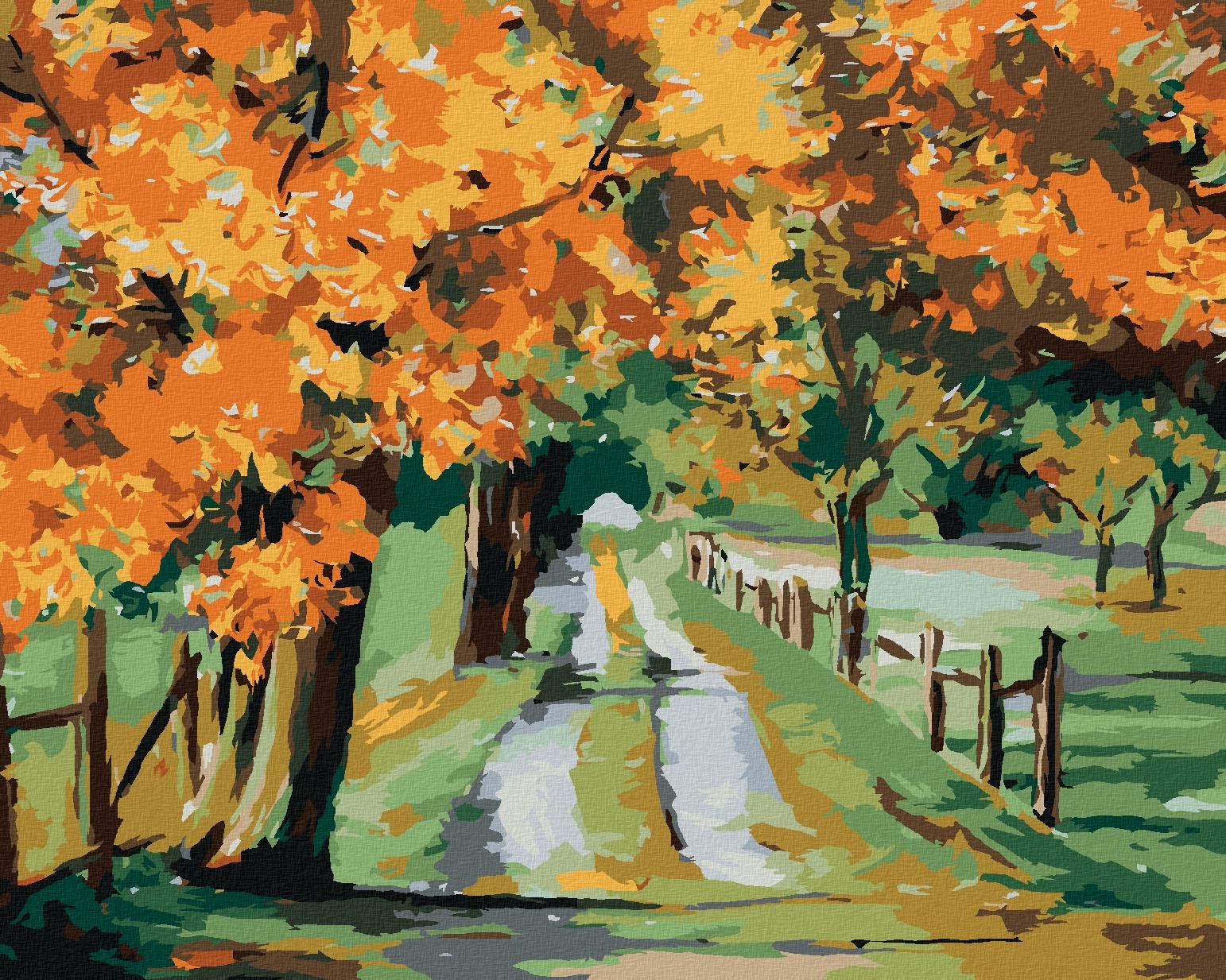 Maľovanie podľa čísel – Javor pri ceste, 80 × 100 cm, napnuté plátno na rám