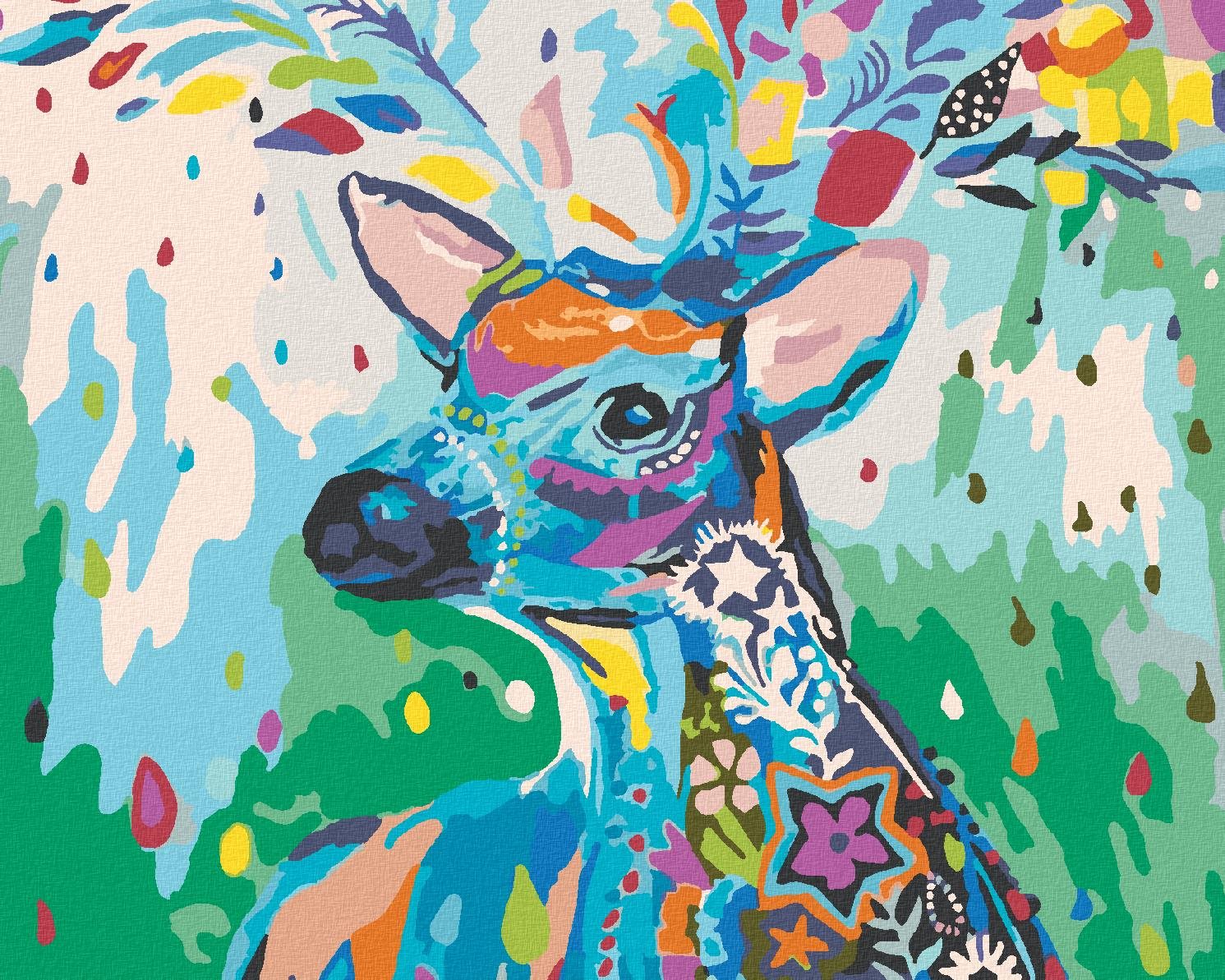 Maľovanie podľa čísel – Jeleň plný farieb, 40 × 50 cm, napnuté plátno na rám