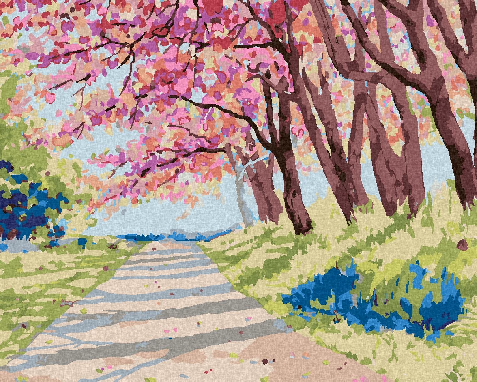Maľovanie podľa čísel – Krajina s himalájskymi čerešňami, 80 × 100 cm, napnuté plátno na rám