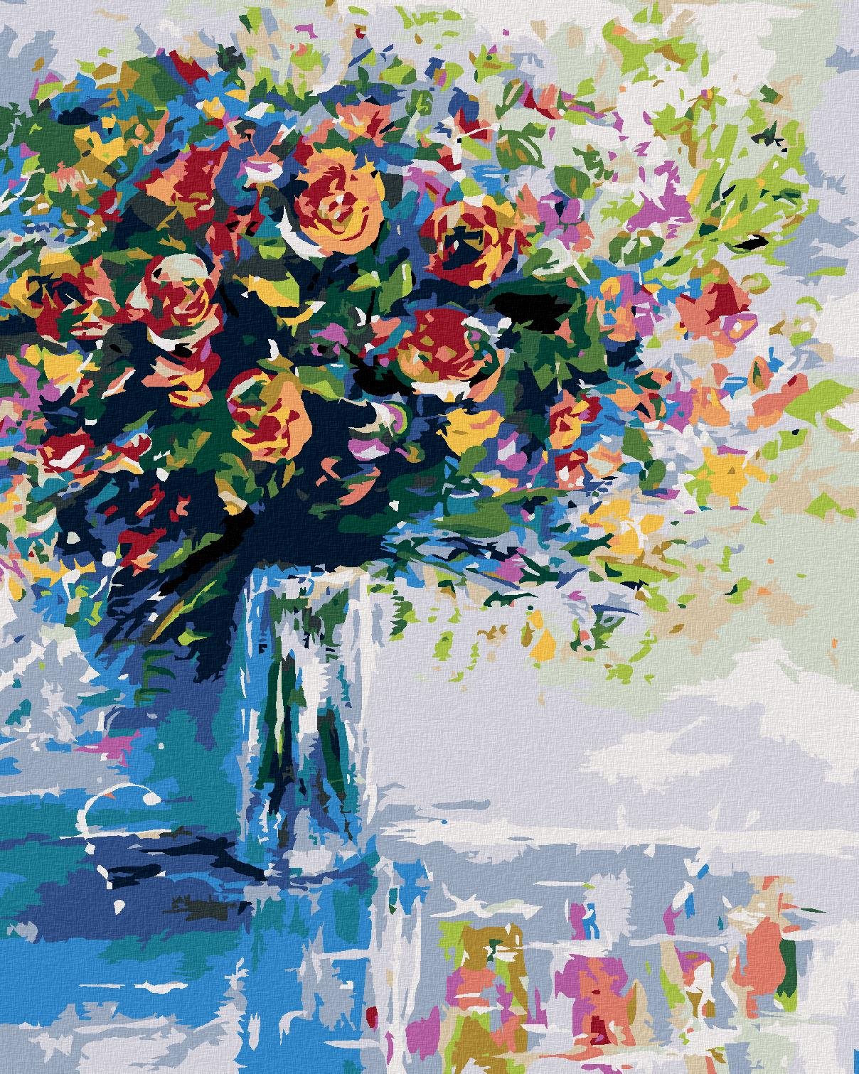 Maľovanie podľa čísel – Kytica čerstvých kvetov, 40 × 50 cm, napnuté plátno na rám
