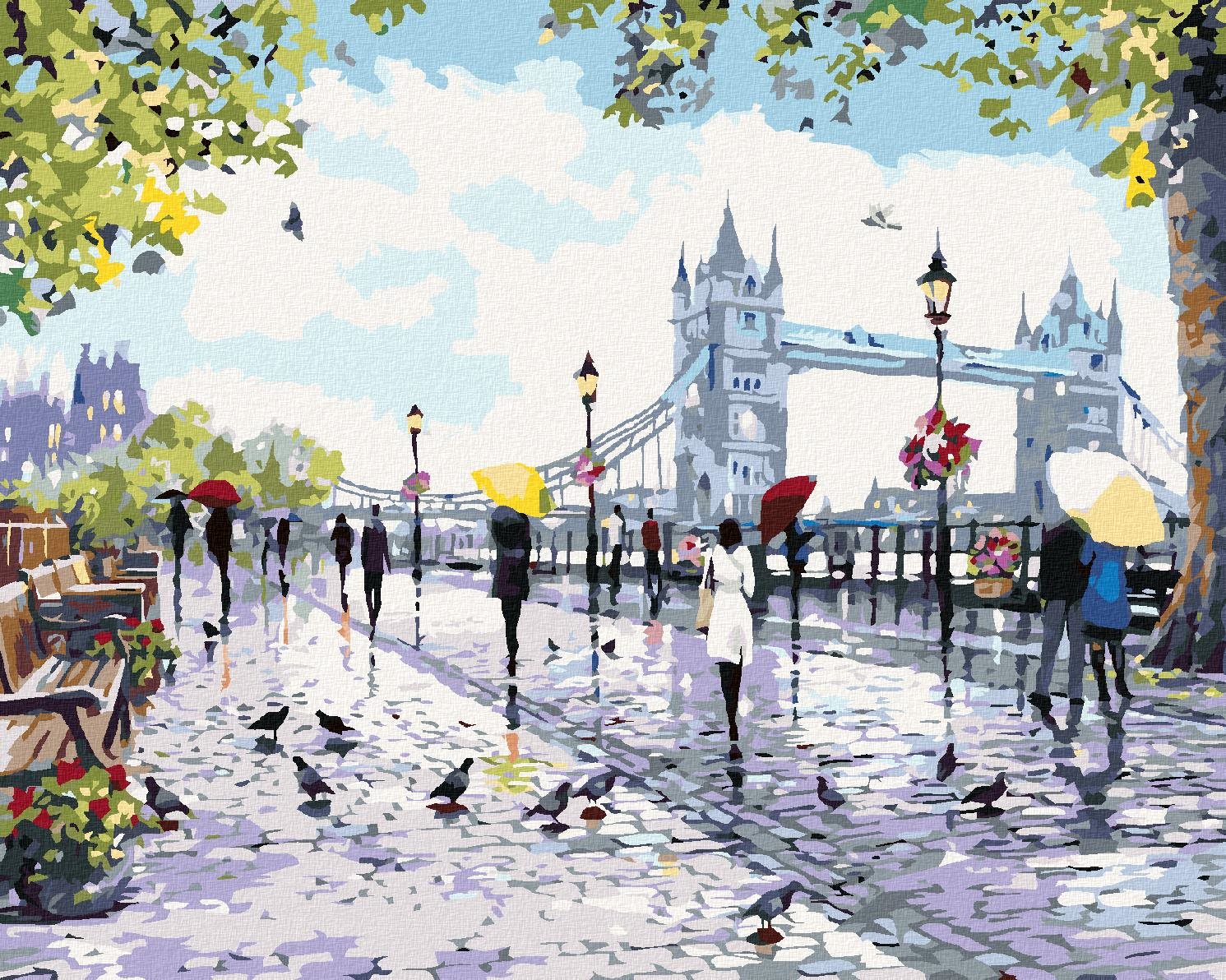 Maľovanie podľa čísel – Ľudia pri Tower Bridge (Richard Macneil), 80 × 100 cm, bez rámu a bez napnutia plátna