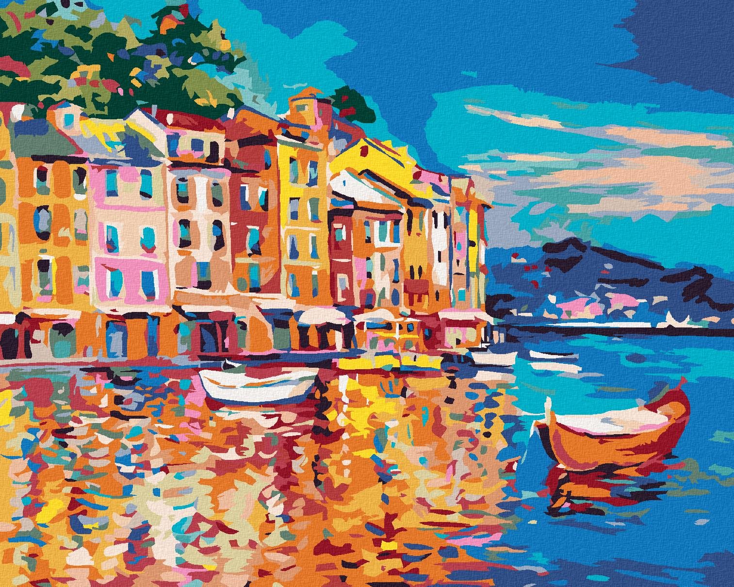 Maľovanie podľa čísel - Lode v morskom prístave, 40 x 50 cm, bez rámu a napnutého plátna