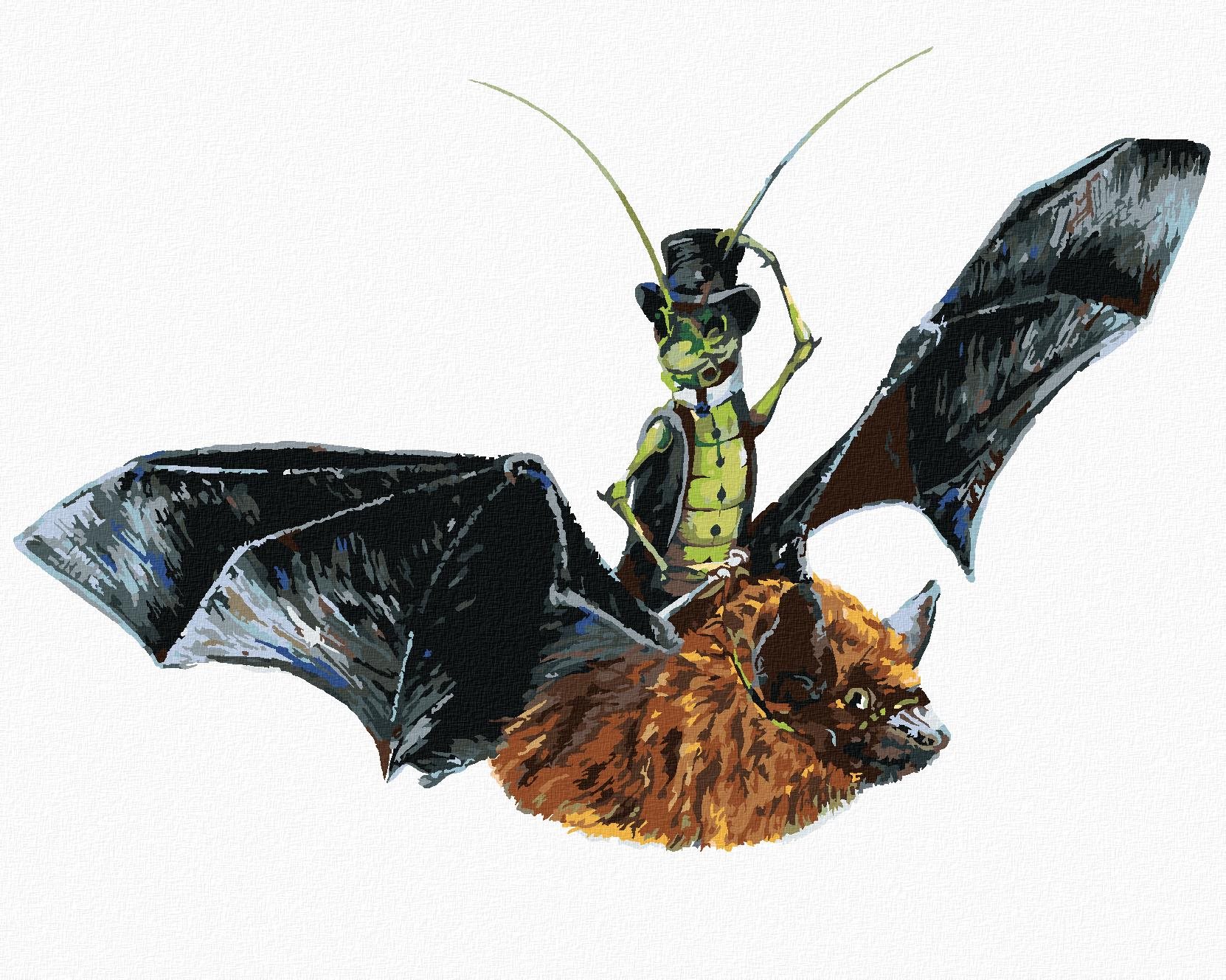 Maľovanie podľa čísel - Netopier a kobylka (Holly Simental), 40 x 50 cm, bez rámu a napnutého plátna