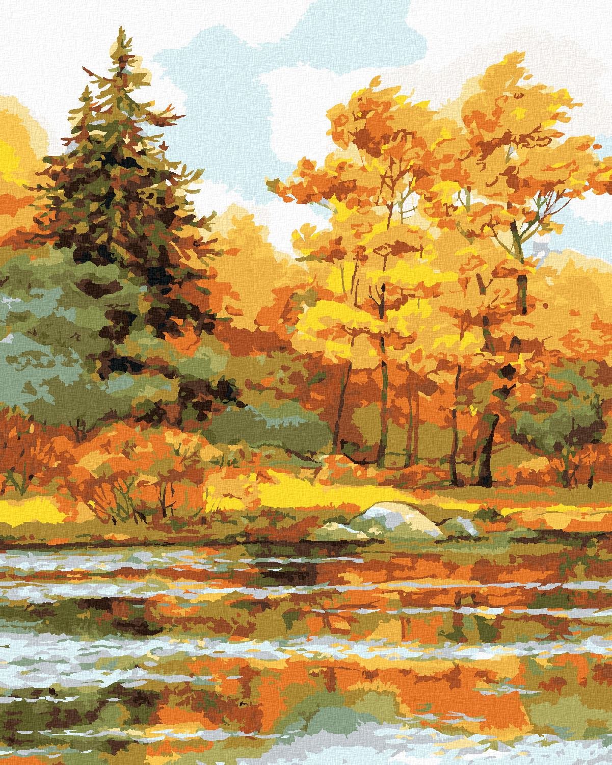 Maľovanie podľa čísel – Oranžové duby, 80 × 100 cm, napnuté plátno na rám