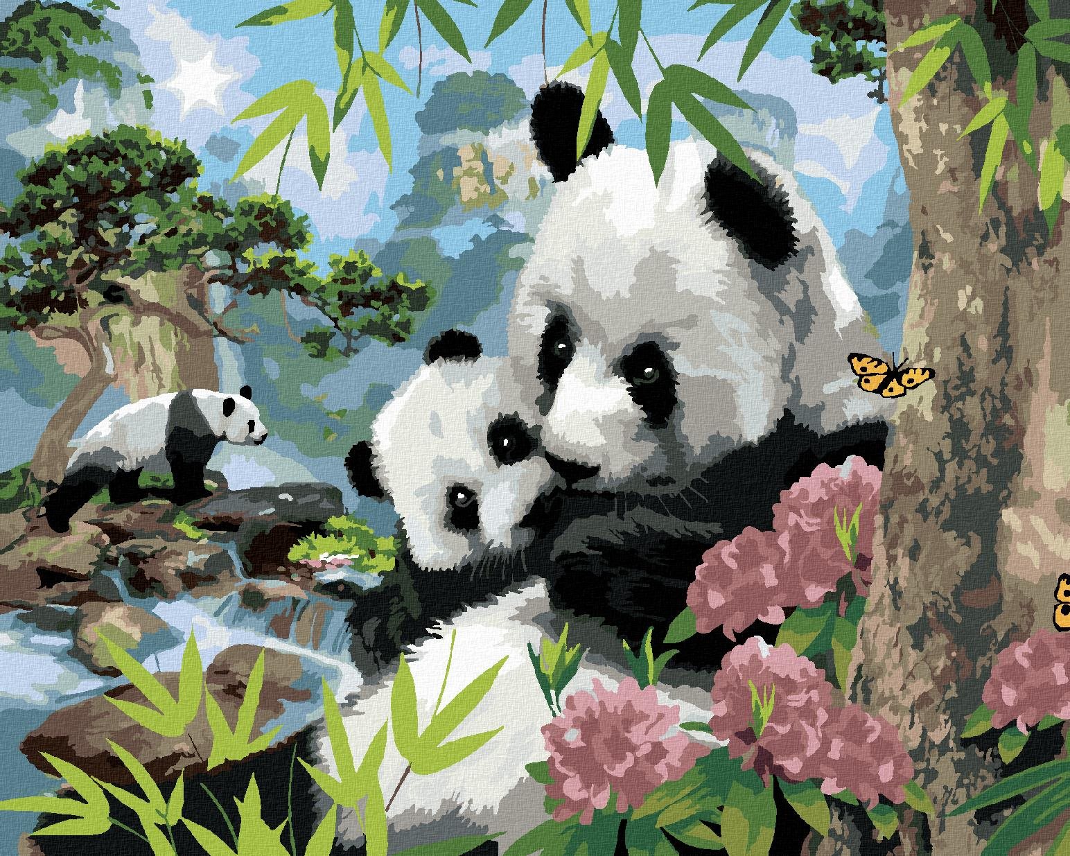 Maľovanie podľa čísel – Pandy a divoká príroda (Howard Robinson), 80 × 100 cm, napnuté plátno na rám
