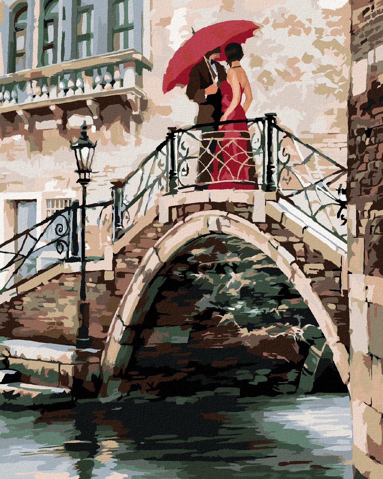 Maľovanie podľa čísel - Pár na moste v Benátkach (Richard Macneil), 40 x 50 cm, napnuté plátno na ráme
