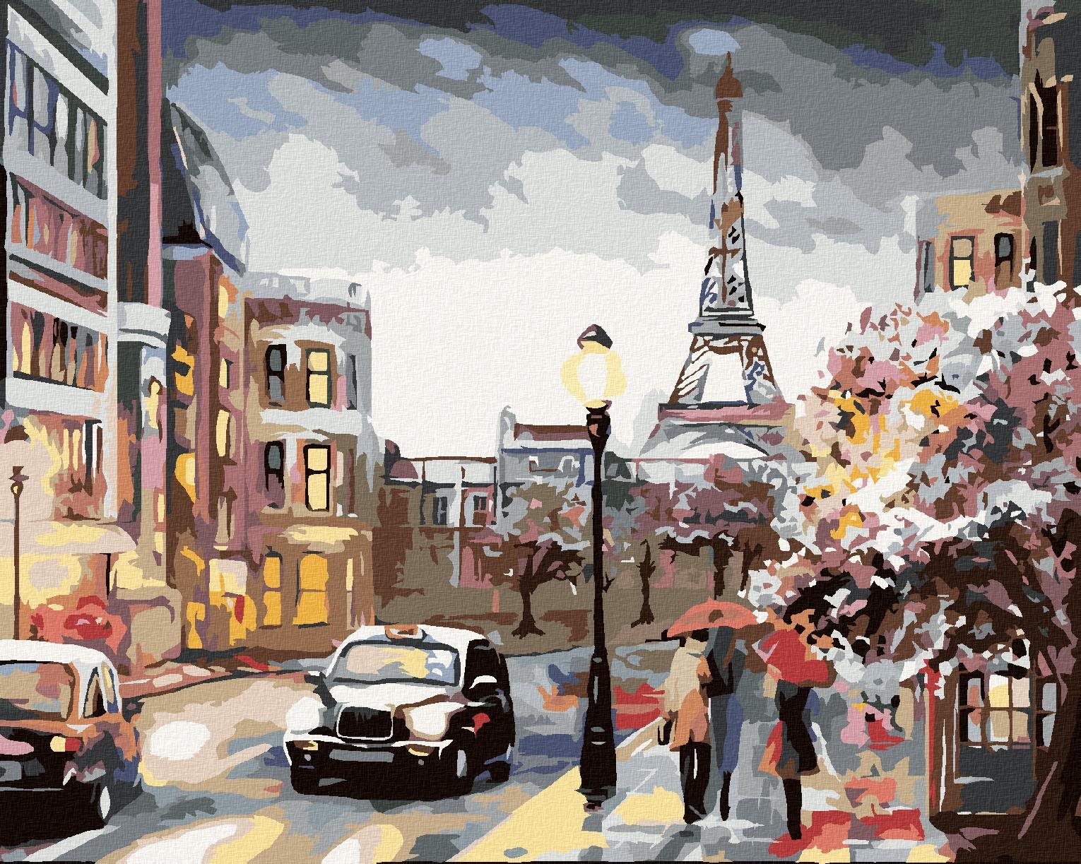 Maľovanie podľa čísel - Paríž a ľudia na ulici, 40 x 50 cm, bez rámu a napnutého plátna