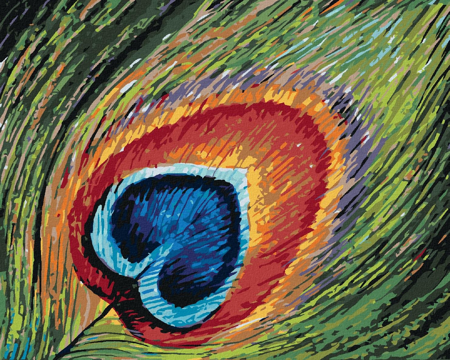 Maľovanie podľa čísel – Pávie pero, 80 × 100 cm, napnuté plátno na rám