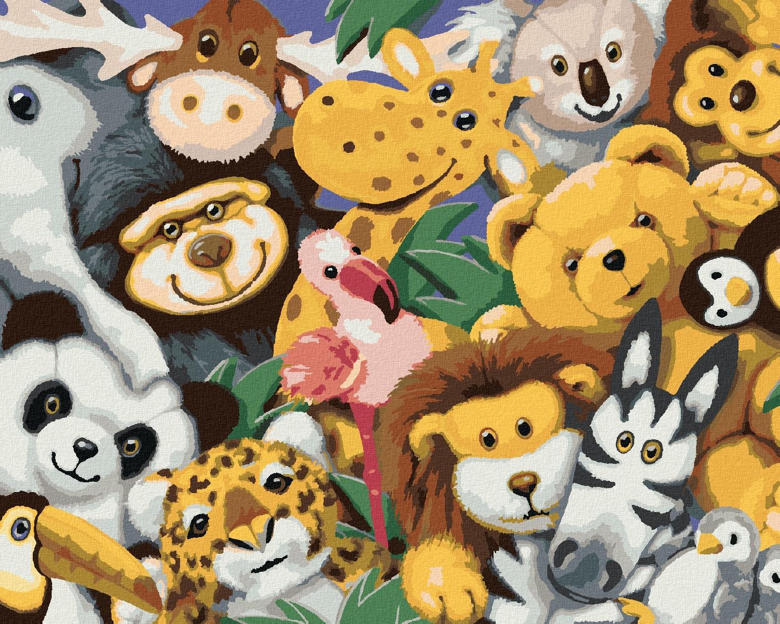 Maľovanie podľa čísel – Plyšové zvieratá (Howard Robinson), 80 × 100 cm, napnuté plátno na rám