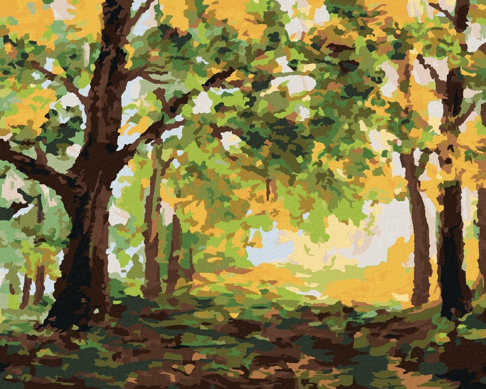 Maľovanie podľa čísel – Jesenný les krajina, 80 × 100 cm, bez rámu a bez napnutia plátna