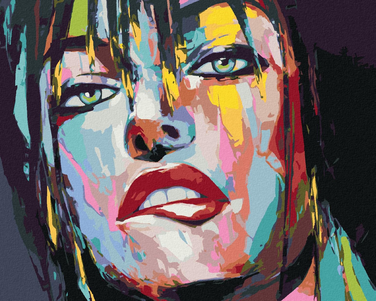 Maľovanie podľa čísel – Portrét farebná žena pokušenie, 80 × 100 cm, napnuté plátno na rám