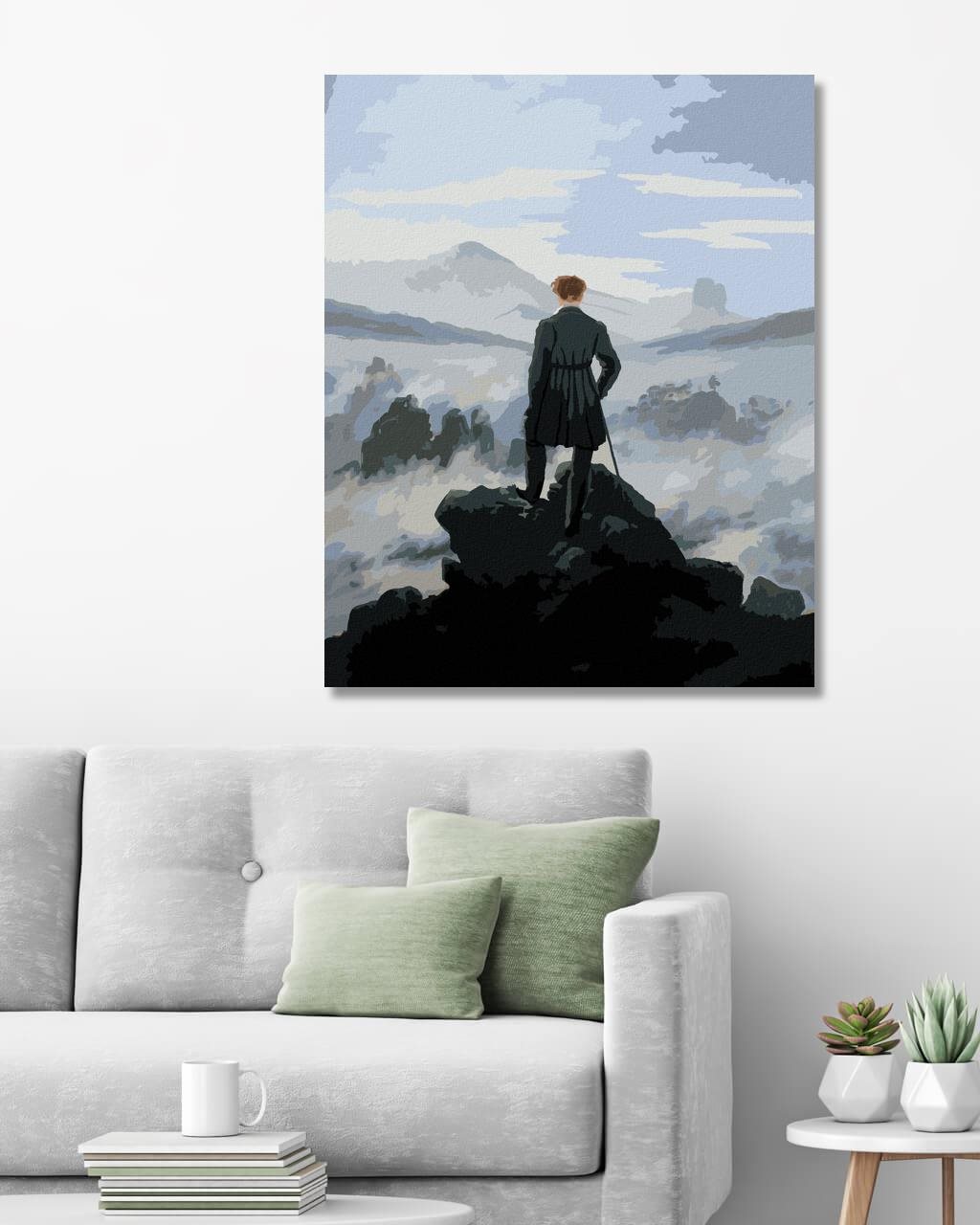 Maľovanie podľa čísel – Pútnik nad morom hmly (C. D. Friedrich), 80 × 100 cm, bez rámu a bez napnutia plátna