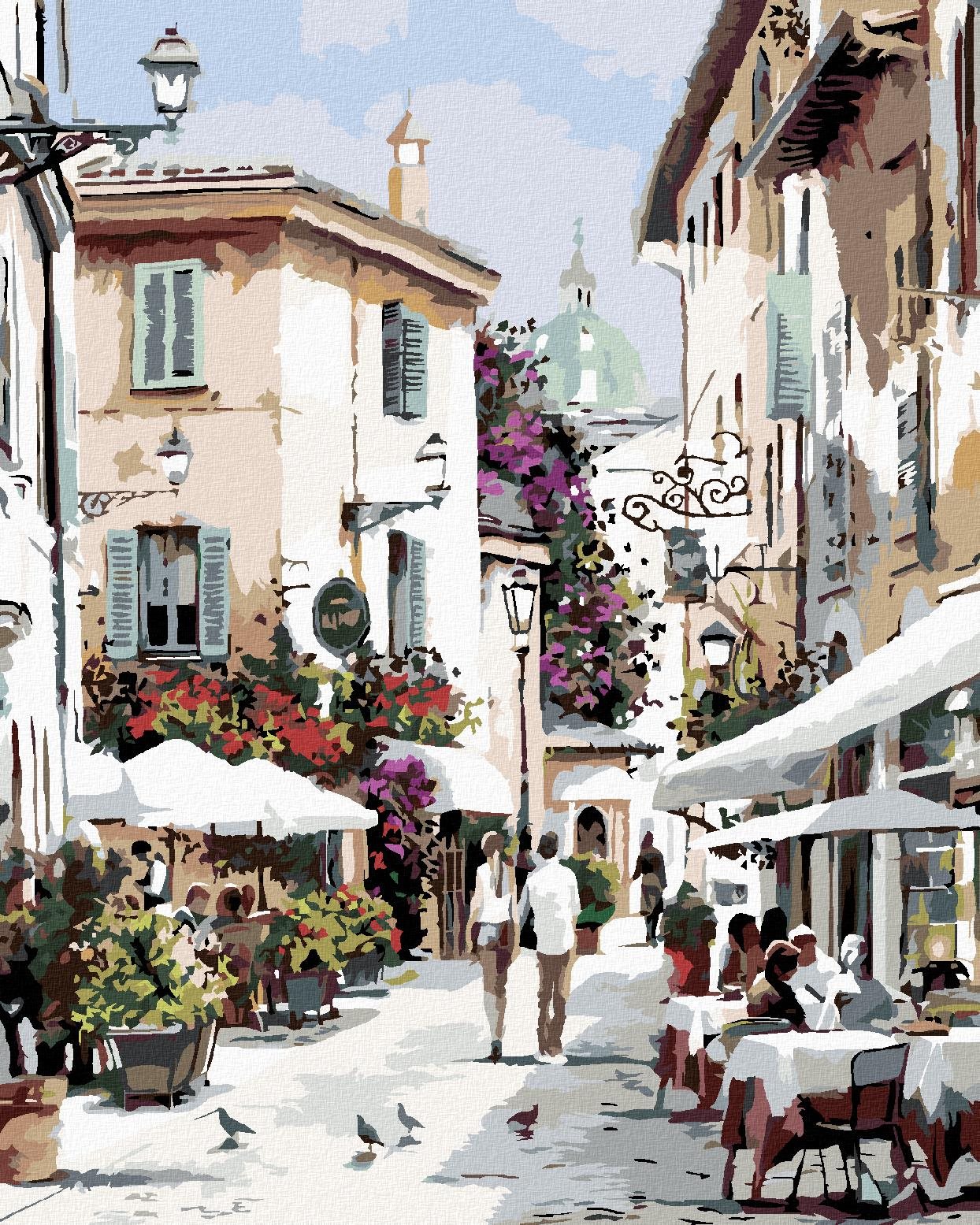 Maľovanie podľa čísel – Prechádzka kaviarňou (Richard Macneil), 40 × 50 cm, napnuté plátno na rám