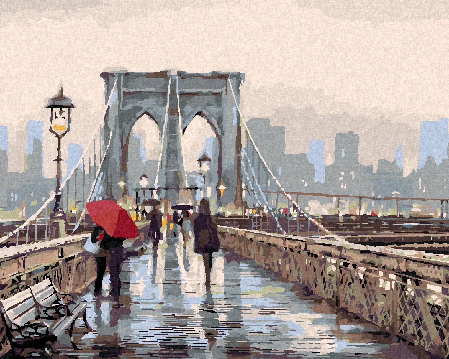 Maľovanie podľa čísel – Prechádzka po Brooklyn Bridge (Richard Macneil), 80 × 100 cm, bez rámu a bez napnutia plátna