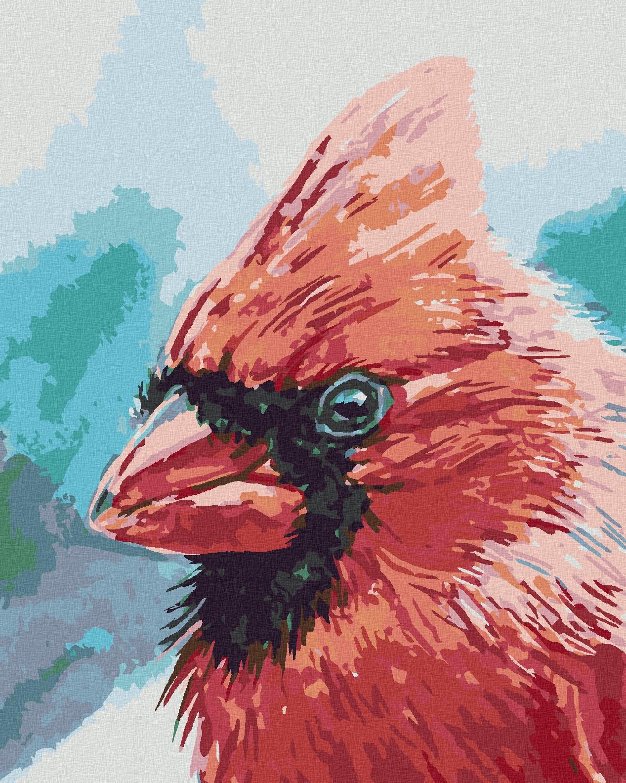 Maľovanie podľa čísel - Vták Kardinál, 40 x 50 cm, bez rámu a napnutého plátna