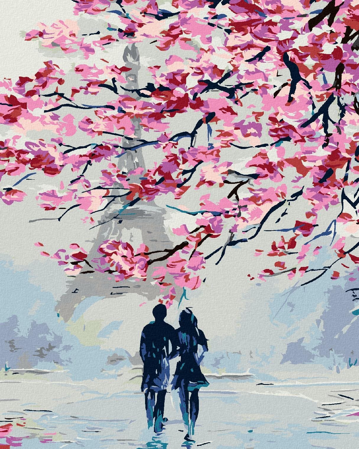 Maľovanie podľa čísel – Romantická prechádzka po Paríži, 40 × 50 cm, napnuté plátno na rám