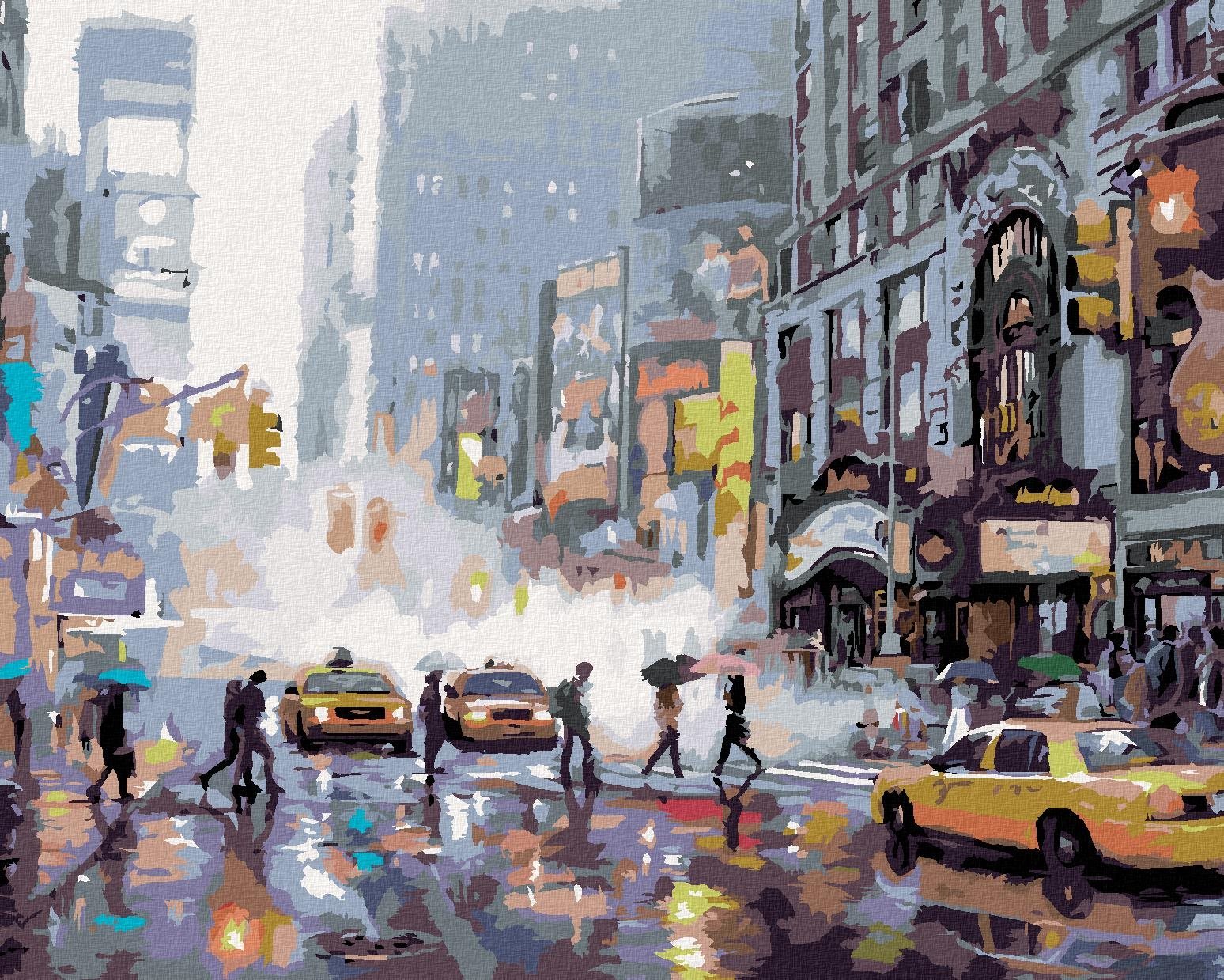 Maľovanie podľa čísel – Rušná ulica v New Yorku (Richard Macneil), 80 × 100 cm, bez rámu a bez napnutia plátna