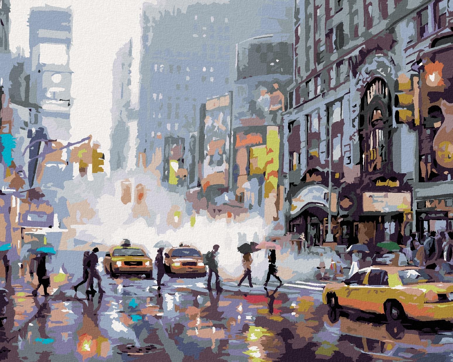 Maľovanie podľa čísel – Rušná ulica v New Yorku (Richard Macneil), 80 × 100 cm, napnuté plátno na rám