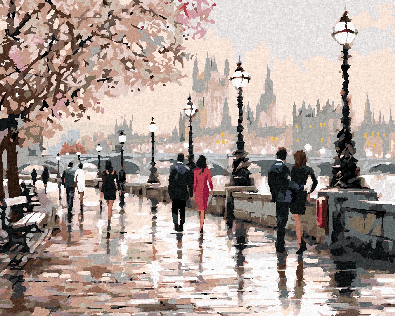Maľovanie podľa čísel – Sakury v Prahe (Richard Macneil), 80 × 100 cm, napnuté plátno na rám