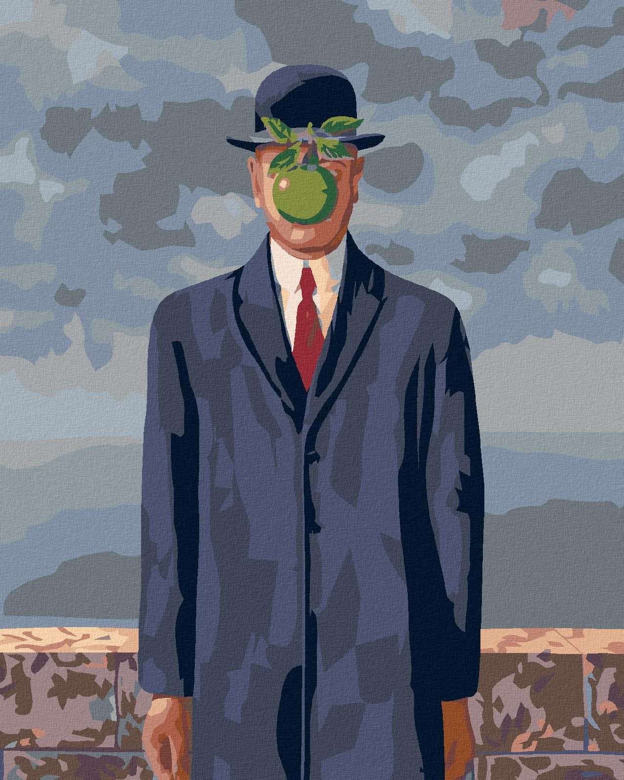 Maľovanie podľa čísel – Syn človeka (René Magritte), 40 × 50 cm, bez rámu a bez napnutia plátna