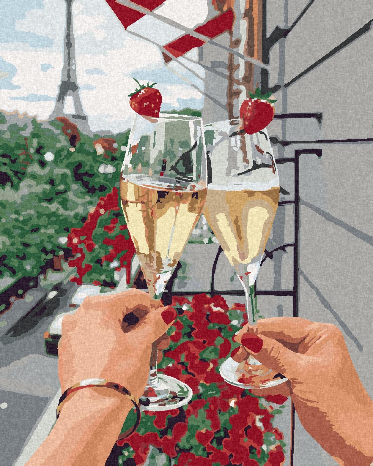 Maľovanie podľa čísel – Šampanské v Paríži, 40 × 50 cm, bez rámu a bez napnutia plátna