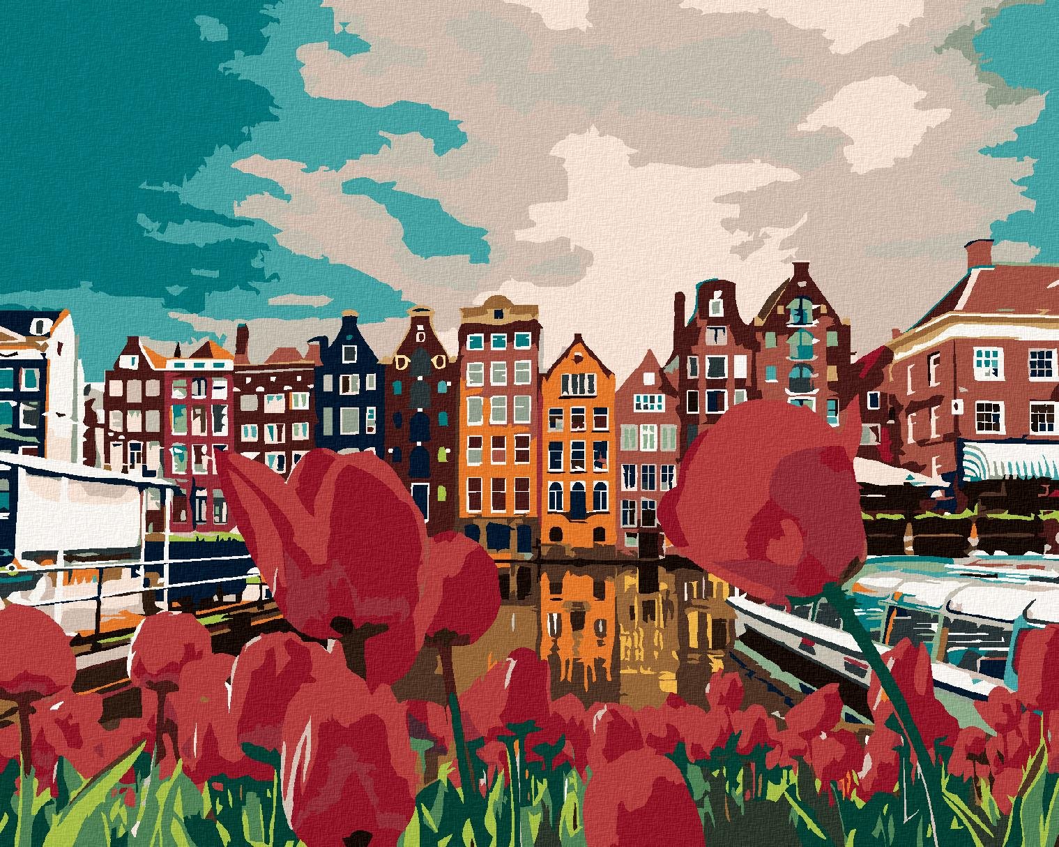 Maľovanie podľa čísel – Tulipány v Amsterdame, 40 × 50 cm, napnuté plátno na rám