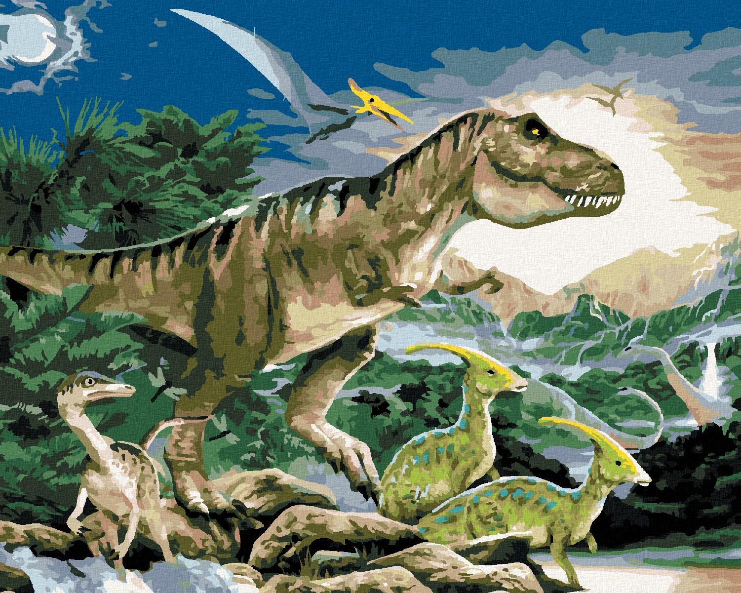 Maľovanie podľa čísel – Tyrannosaurus kráľ dinosaurov (Howard Robinson), 80 × 100 cm, bez rámu a bez napnutia plátna