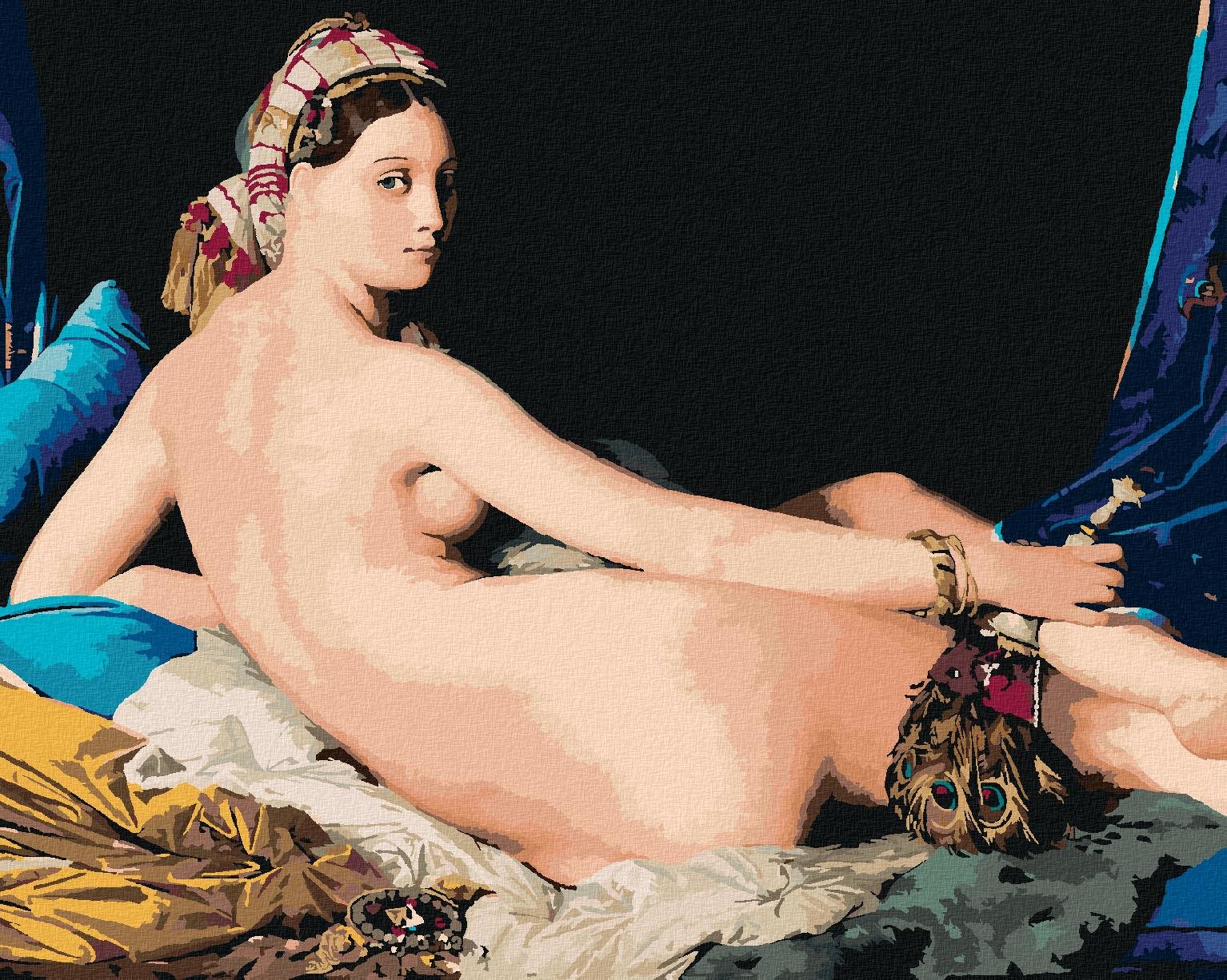 Maľovanie podľa čísel – Veľká odaliska (J. A. D. Ingres), 80 × 100 cm, bez rámu a bez napnutia plátna