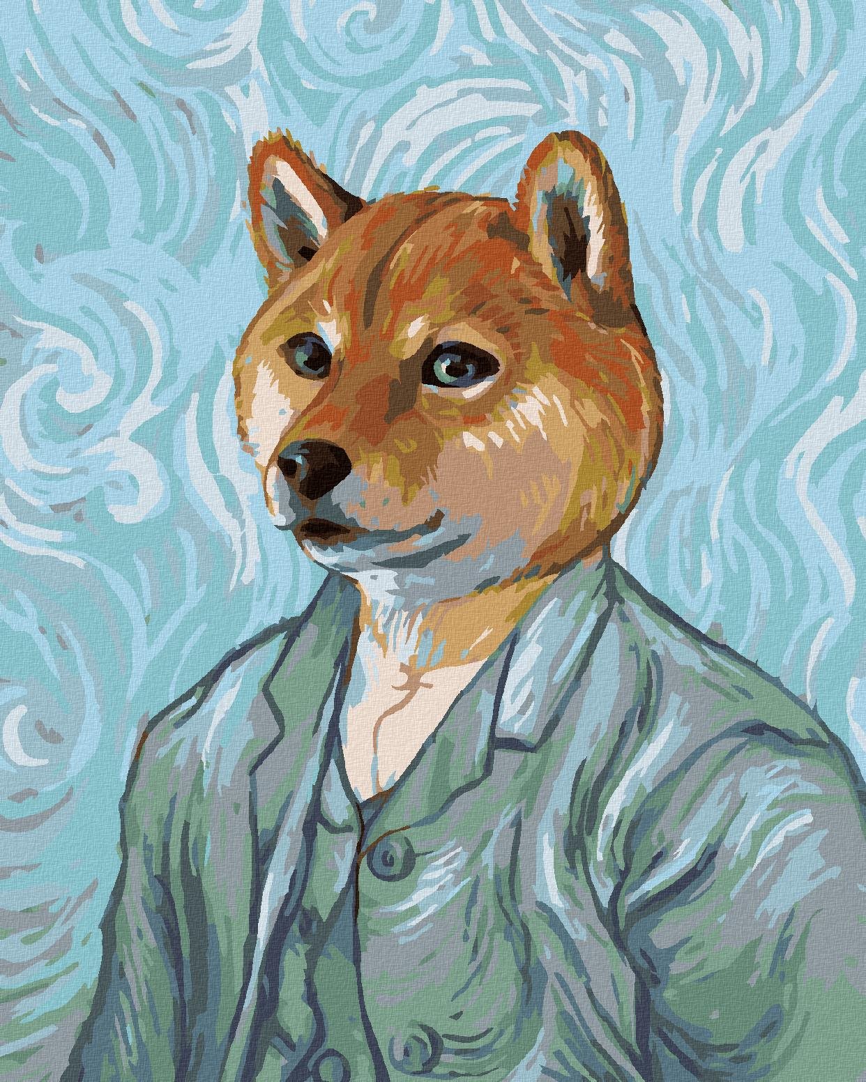 Maľovanie podľa čísel – Vincent van Gogh so psou hlavou, 40 × 50 cm, napnuté plátno na rám