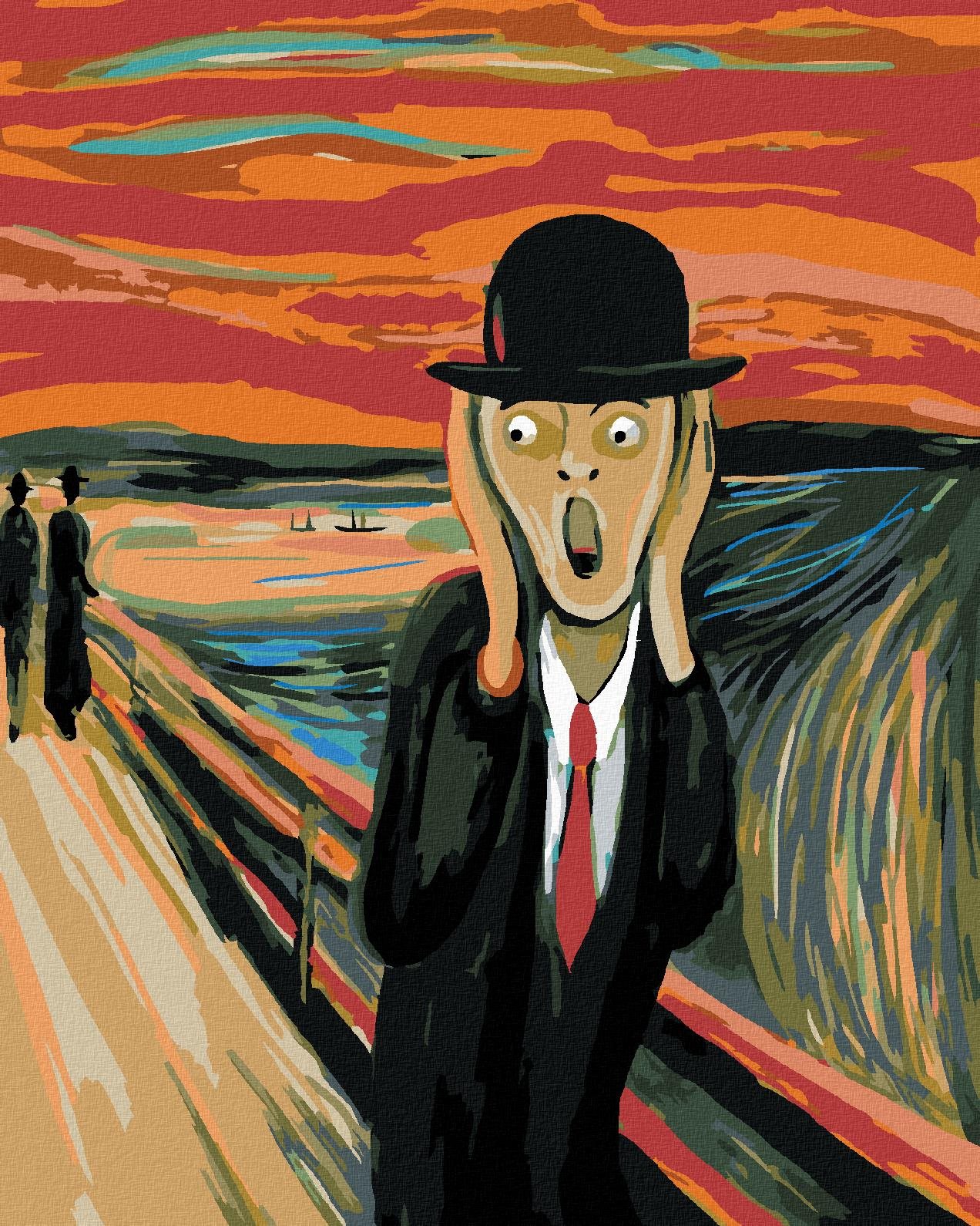 Maľovanie podľa čísel – Výkrik a klobúk – inšpirácia E. Munch, 80 × 100 cm, bez rámu a bez napnutia plátna