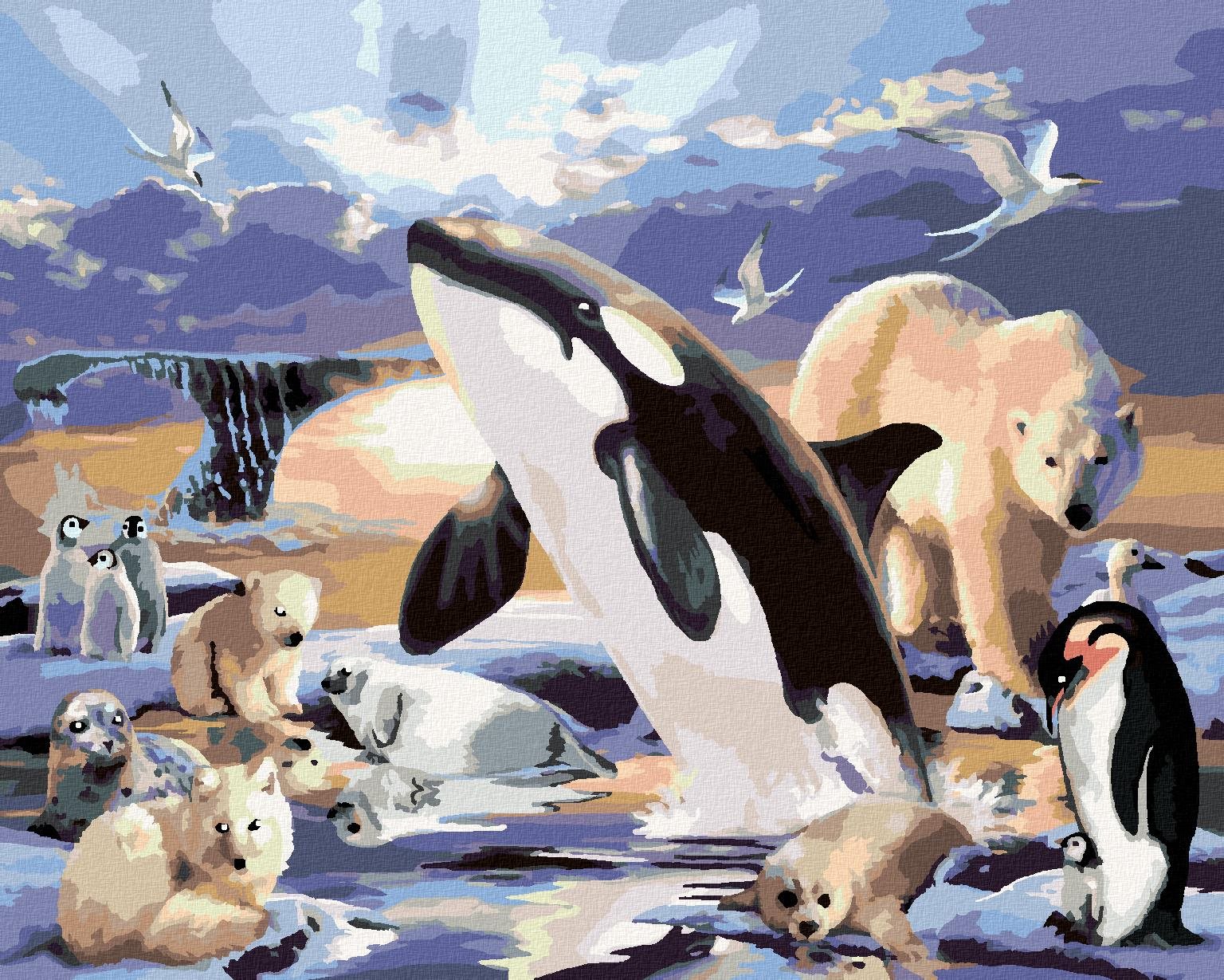 Maľovanie podľa čísel – Zvieratá v polárnom kráľovstve (Howard Robinson), 40 × 50 cm, bez rámu a bez napnutia plátna