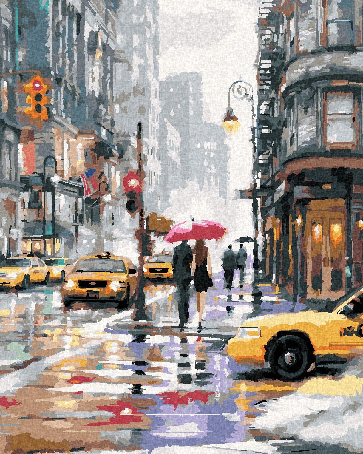 Maľovanie podľa čísel – Žlté taxíky v New Yorku (Richard Macneil), 40 × 50 cm, napnuté plátno na rám
