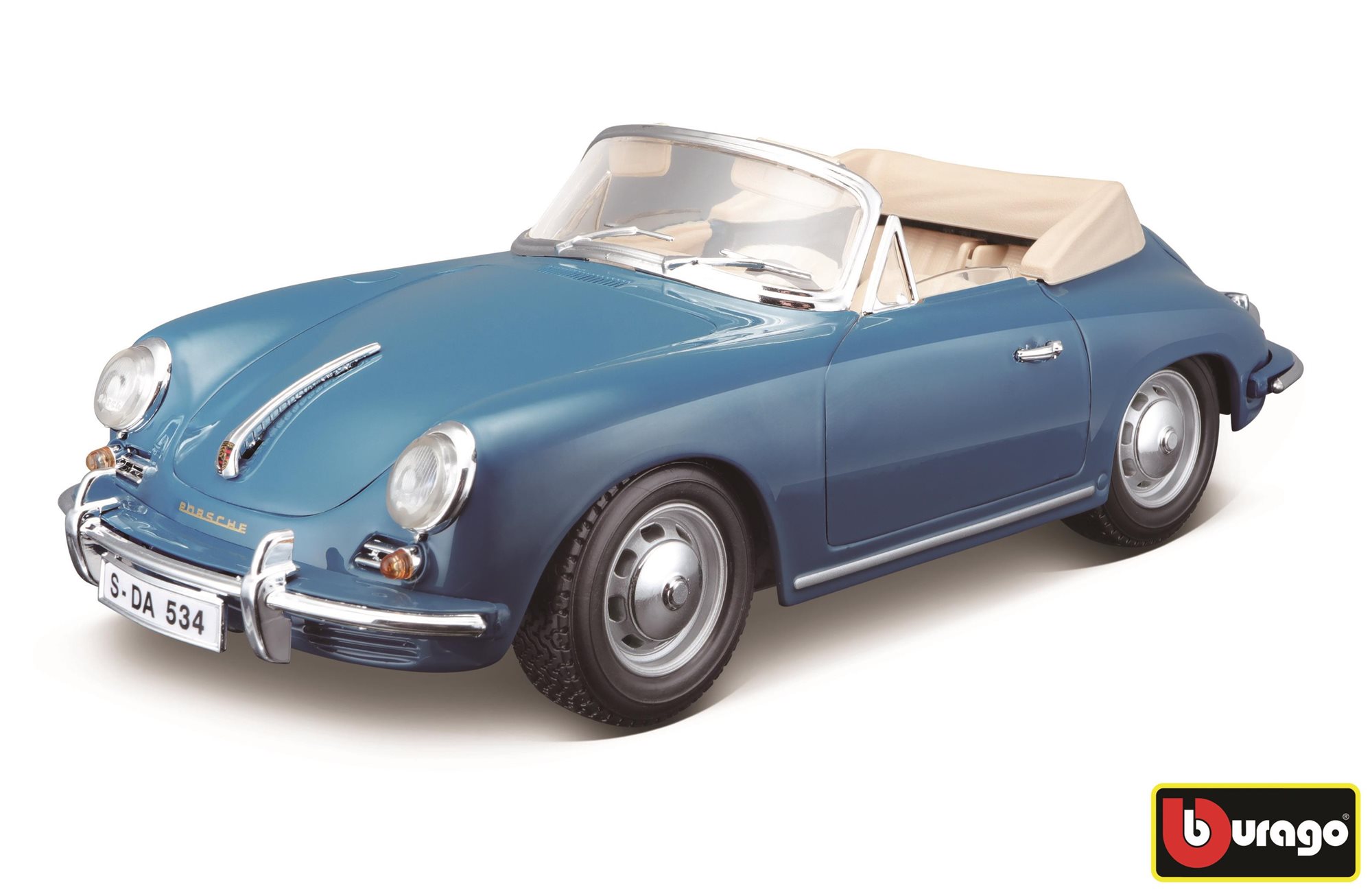 Bburago Porsche 356B Cabriolet 1961 modrý 1 : 18
