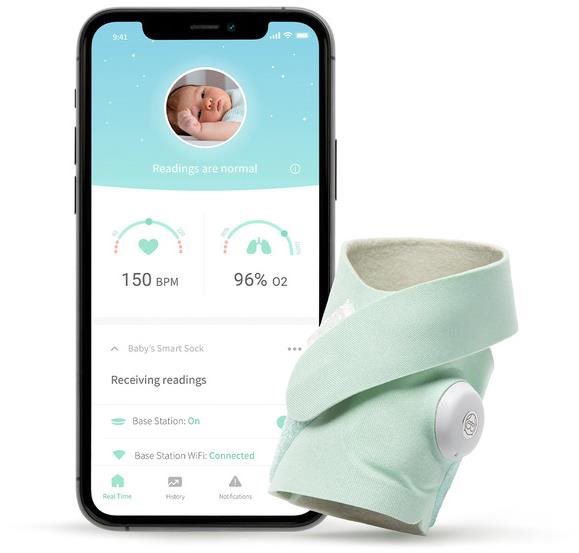 Owlet Smart Sock 3 – Inteligentná ponožka 0 – 18 mesiacov (Svetlozelená)