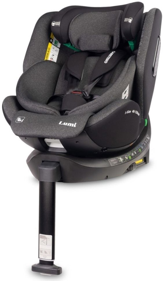 Caretero Lumi i-Size 40 – 150 cm, Isofix, 360°, rastová, od 0m+ do 12 rokov – tm. sivá