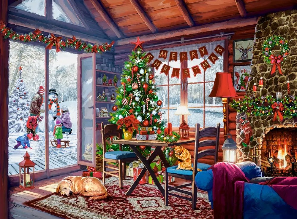 CASTORLAND Puzzle Vianočná chata 2000 dielikov