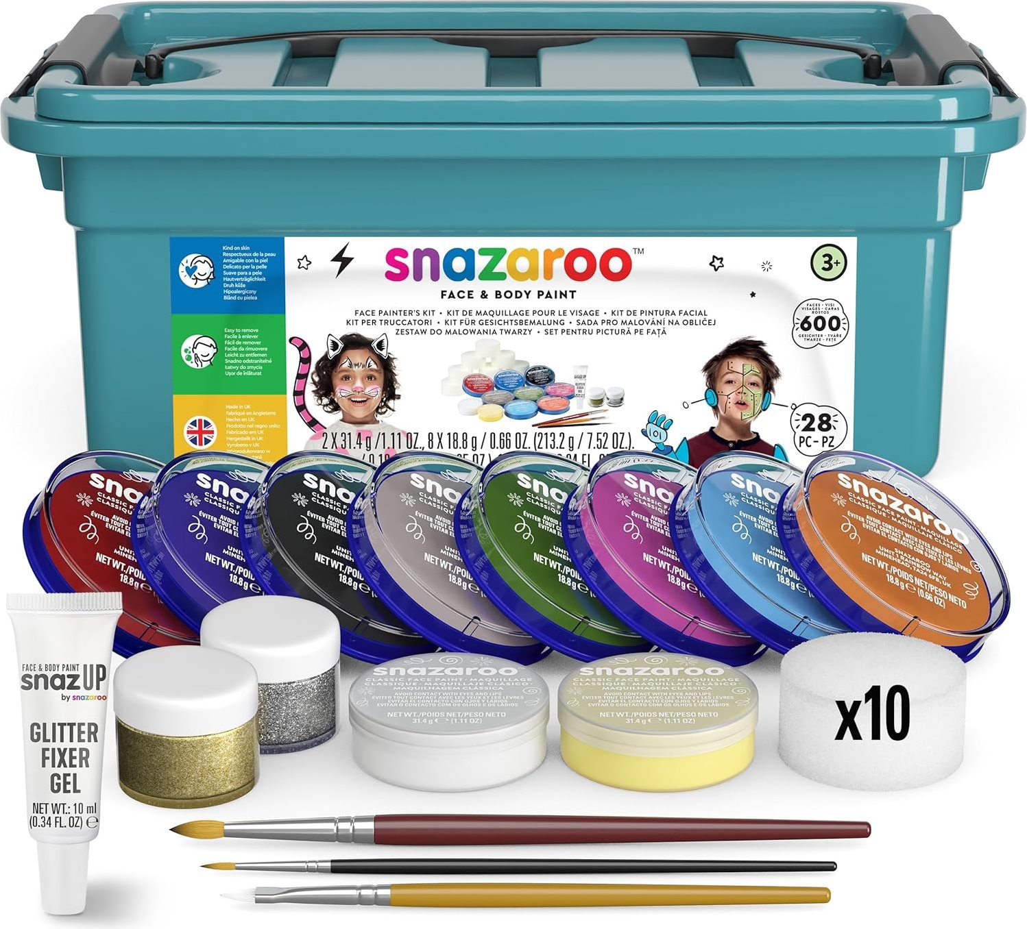 SNAZAROO Sada na maľovanie na tvár v boxe – Painter's kit II. 28 dielov