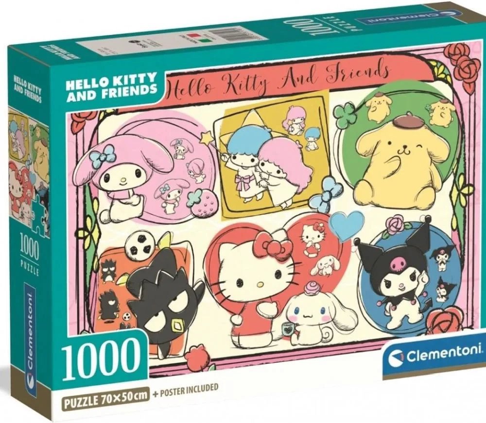 Clementoni Puzzle Hello Kitty a přátelé - roztomilá koláž 1000 dílků
