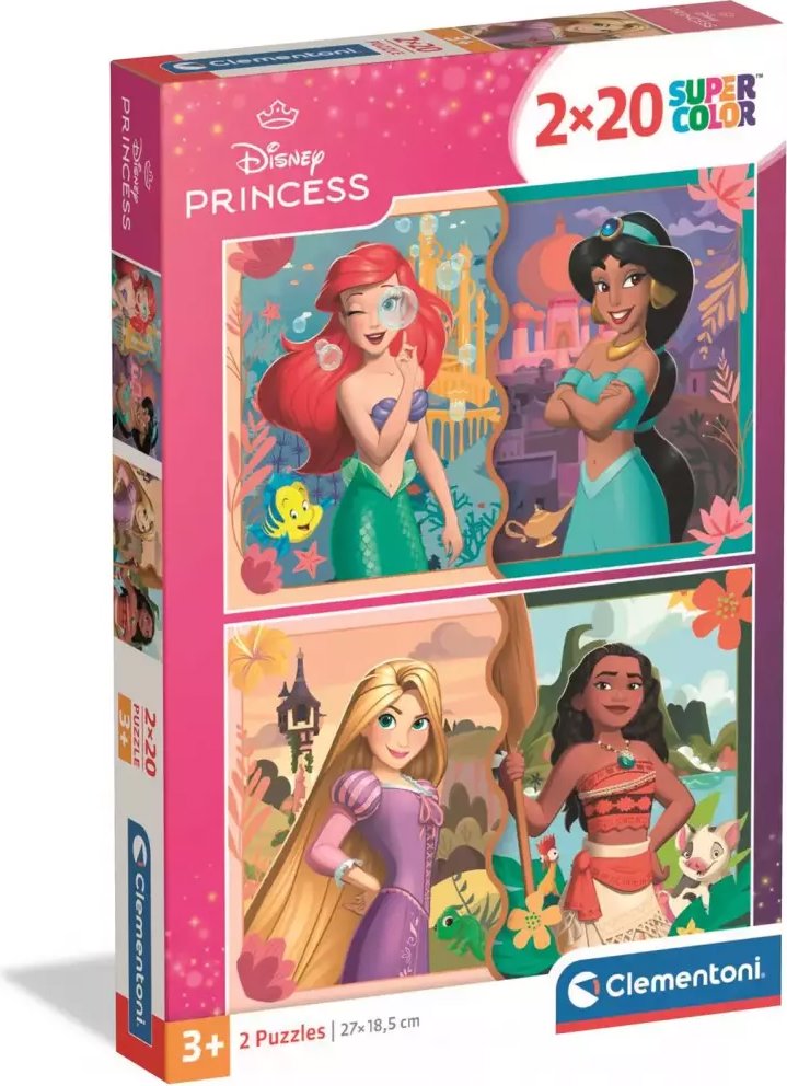 CLEMENTONI Puzzle Disney princezné 2× 20 dielikov