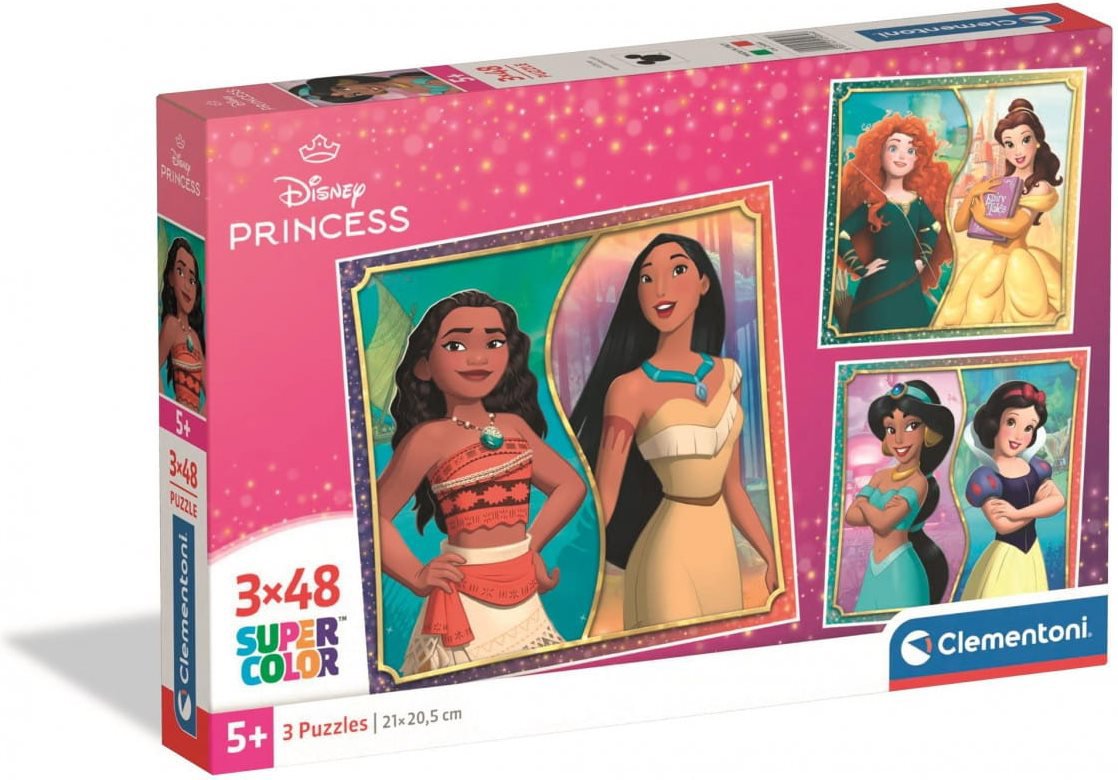 CLEMENTONI Puzzle Disney princezné 3× 48 dielikov