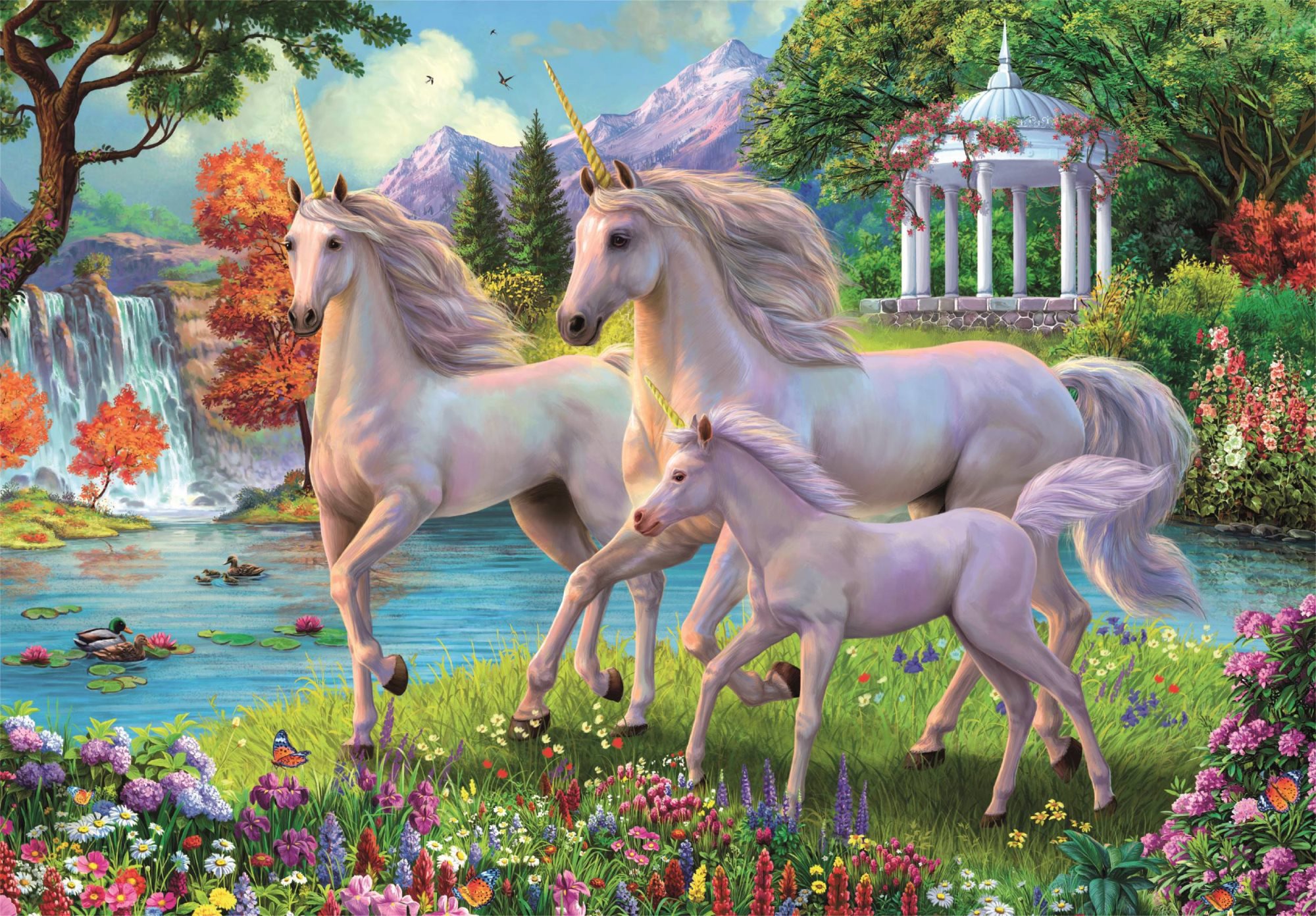 CLEMENTONI Puzzle Jednorožce pri vodopáde 180 dielikov