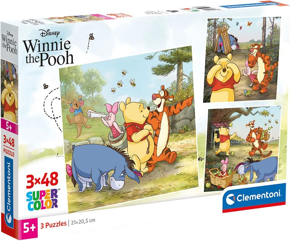 CLEMENTONI Puzzle Medvedík Pú 3× 48 dielikov