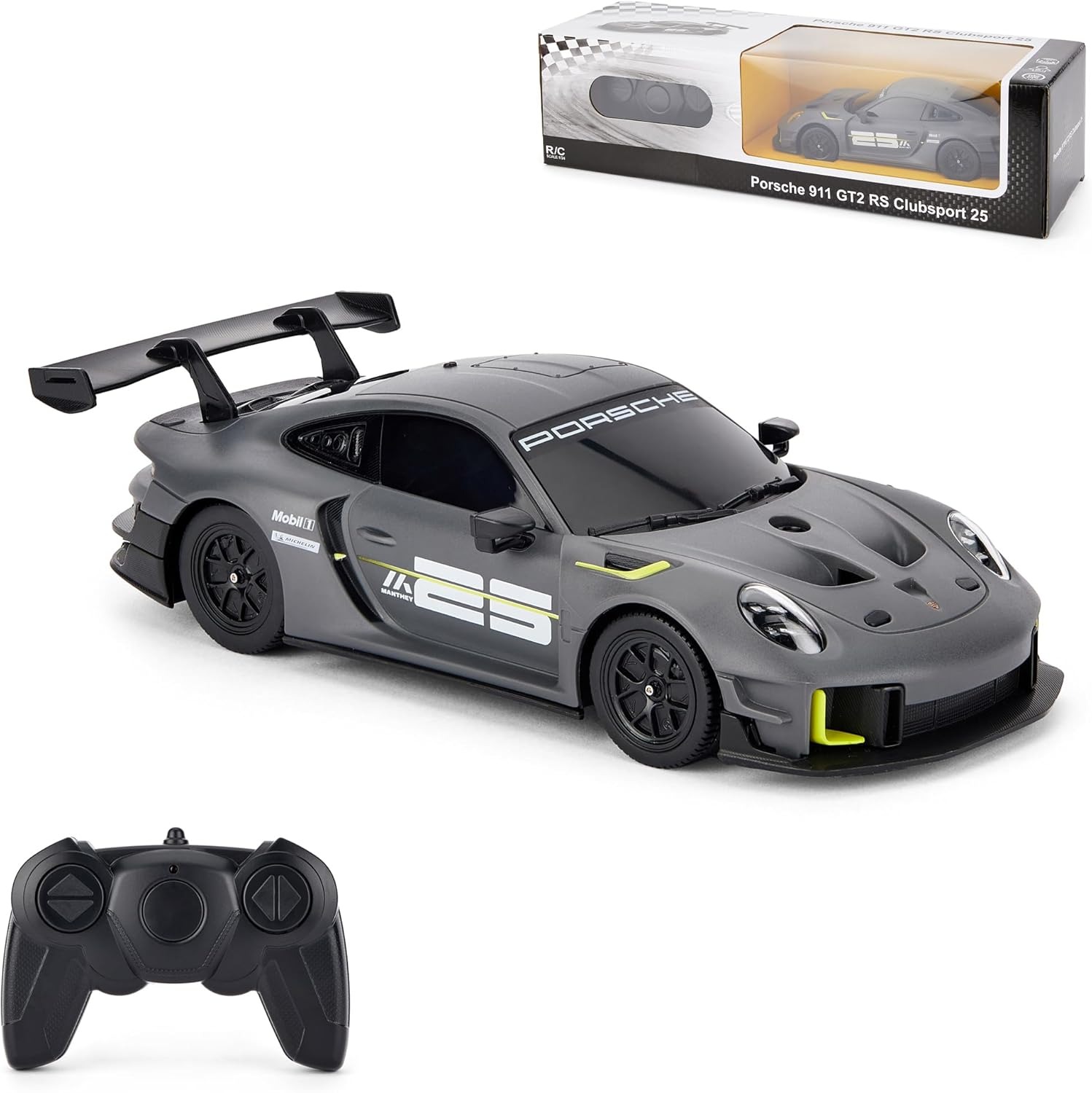 CMJ Porsche 911 GT2 RS Clubsport 25, 1 : 24, licencované diaľkovo ovládané auto, sivé
