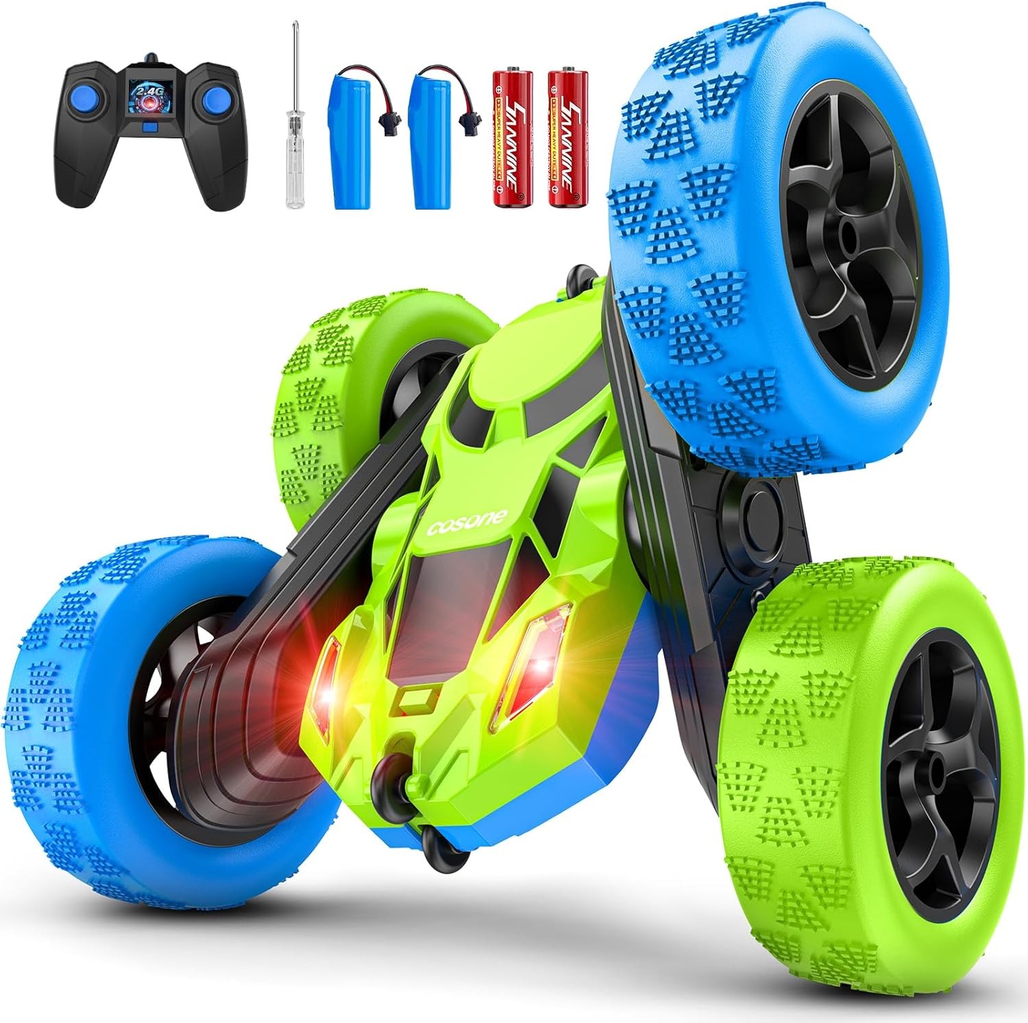 Cosone RC stunt auto 360° otočné, modro-zelené
